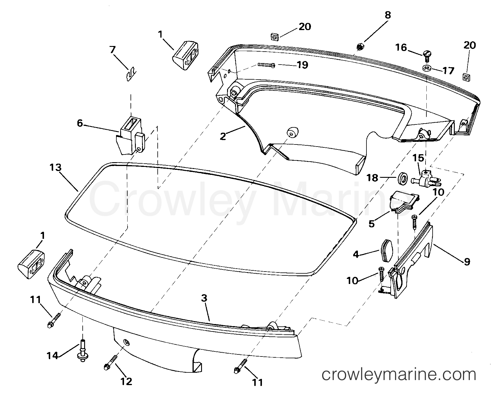 2000 Outboard 8 - J8RSSB - LOWER ENGINE COVER