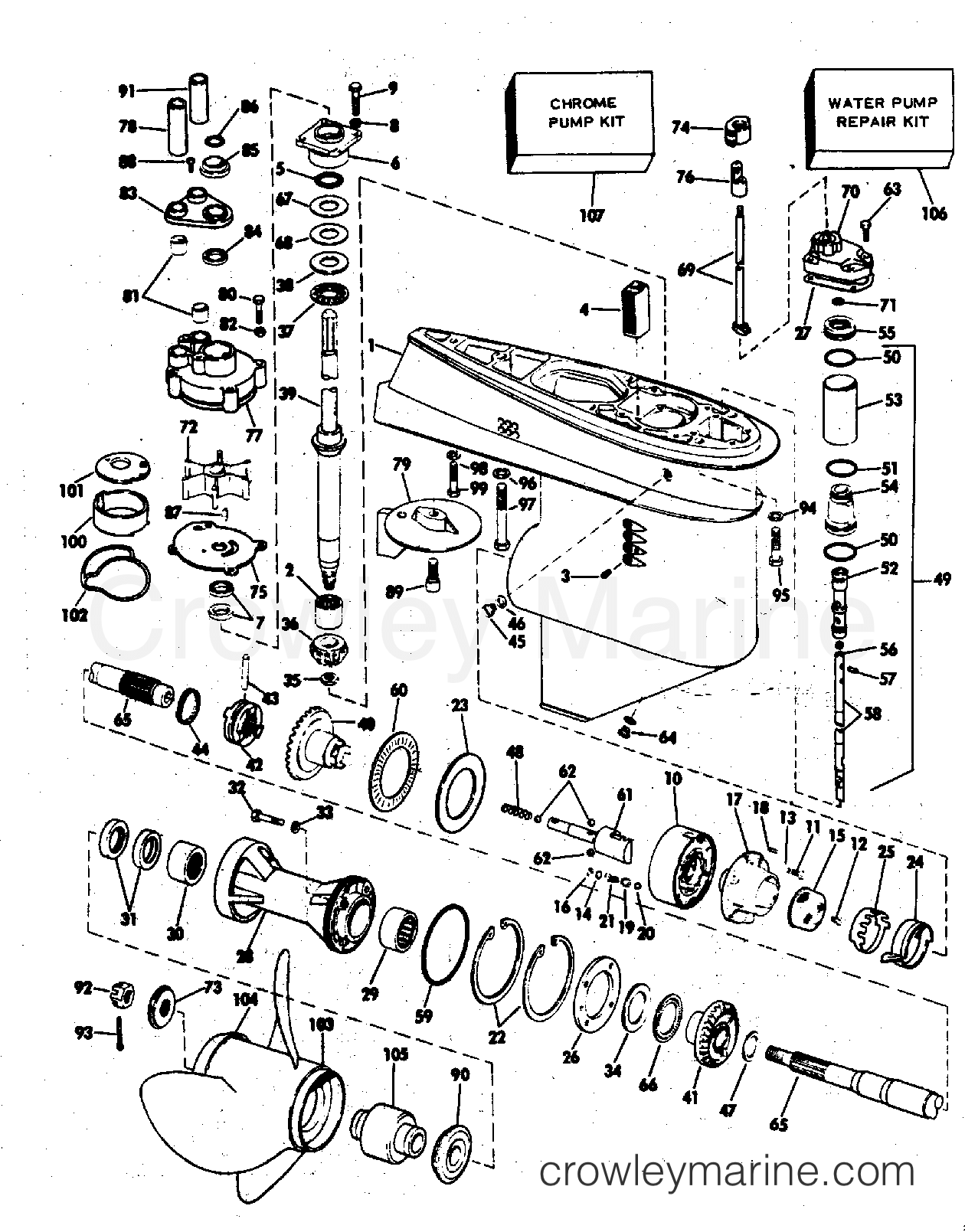 1976 Outboard 85 - 85ETLR76D - GEARCASE