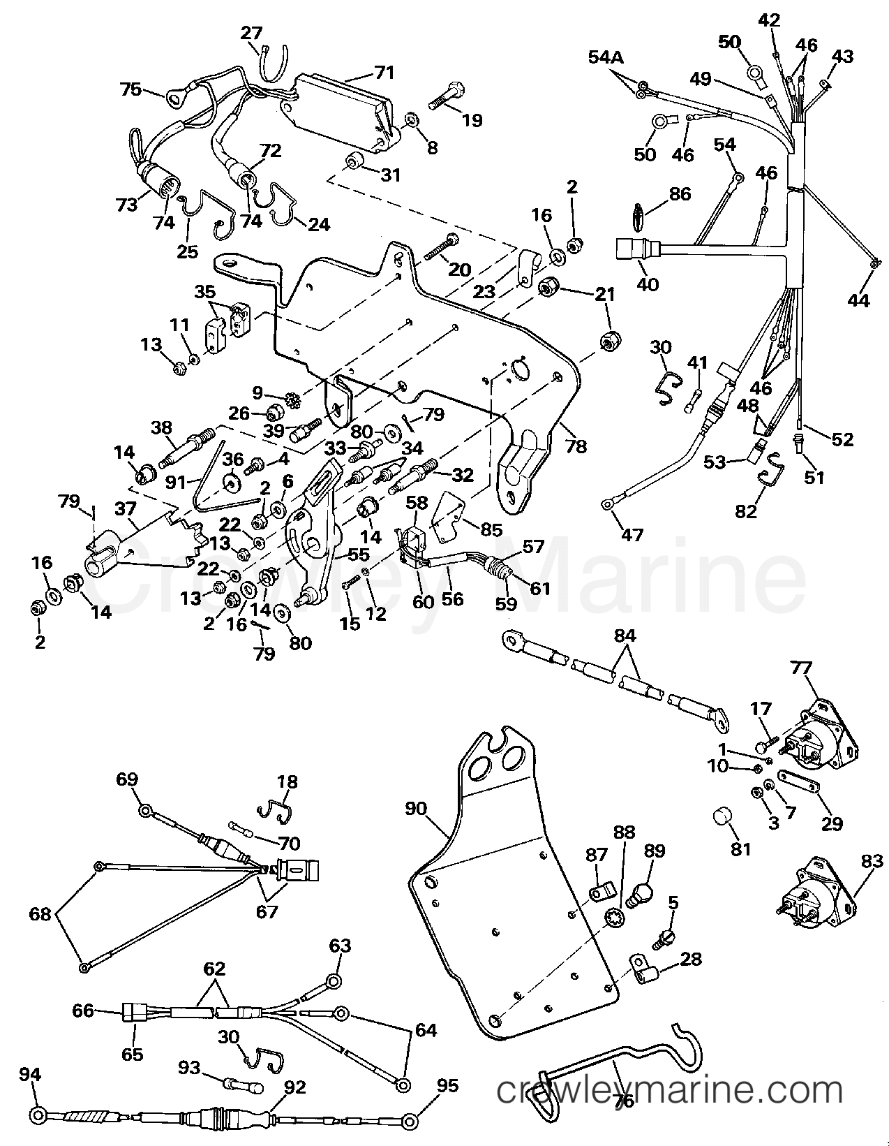 1988 OMC Stern Drive 2.3 - 232AMRGDE WIRE HARNESS, BRACKET & SOLENOID section
