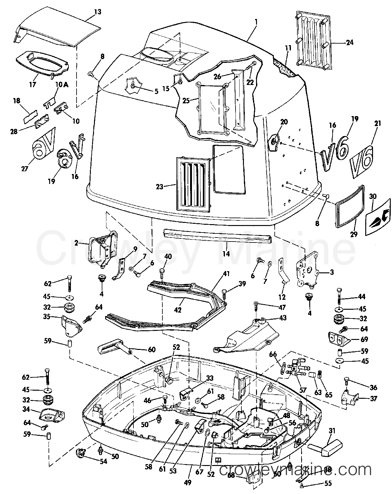 1990 Outboard 150 - J150STLESB - ENGINE COVER - JOHNSON