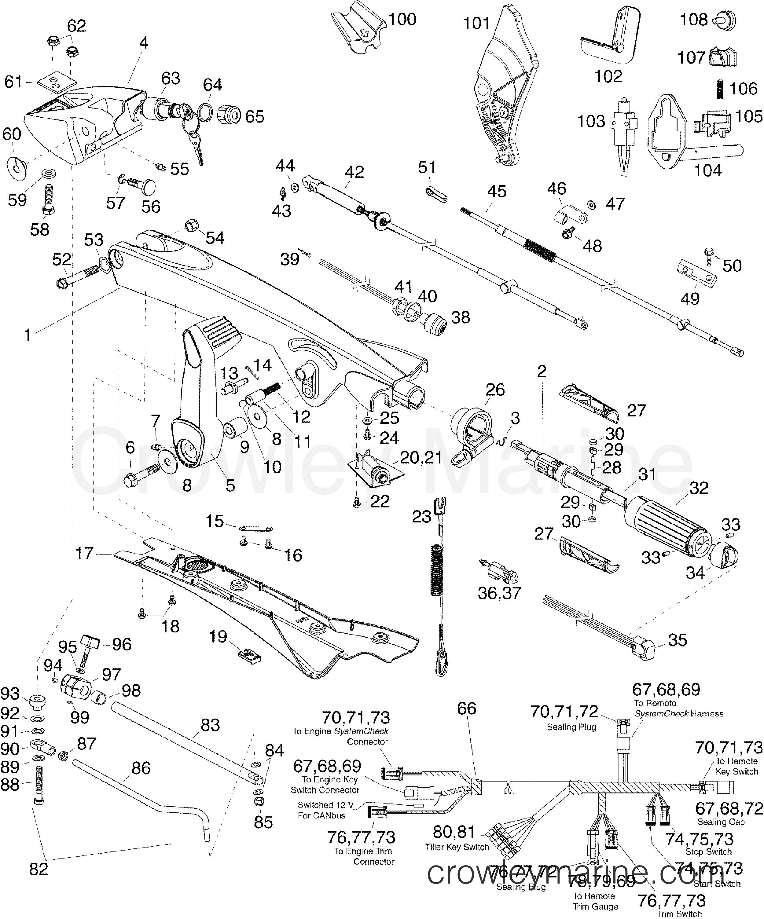 2011 Rigging Accessories - STEERING - TILLER KIT - 115 HP (E-TEC)