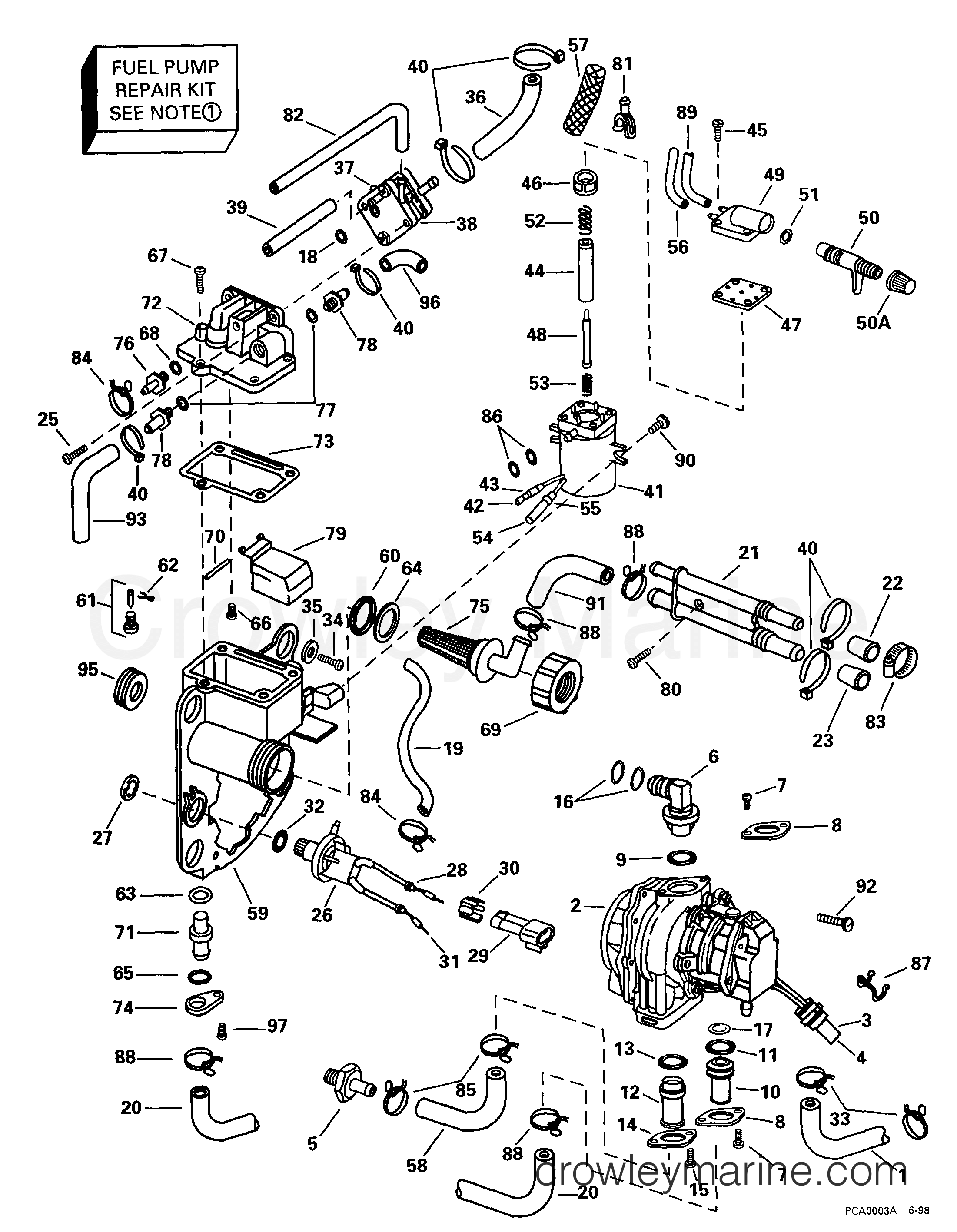 1999 Outboard 150 - J150PXEES - FUEL BRACKET & COMPONENTS