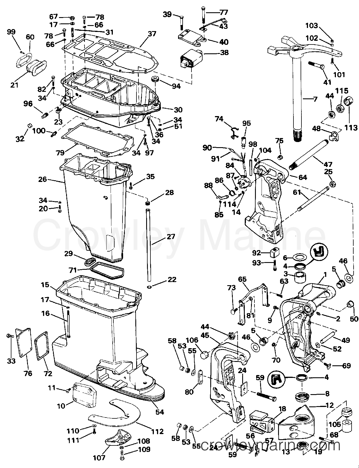1993 Outboard 250 - E250TXETS - MIDSECTION