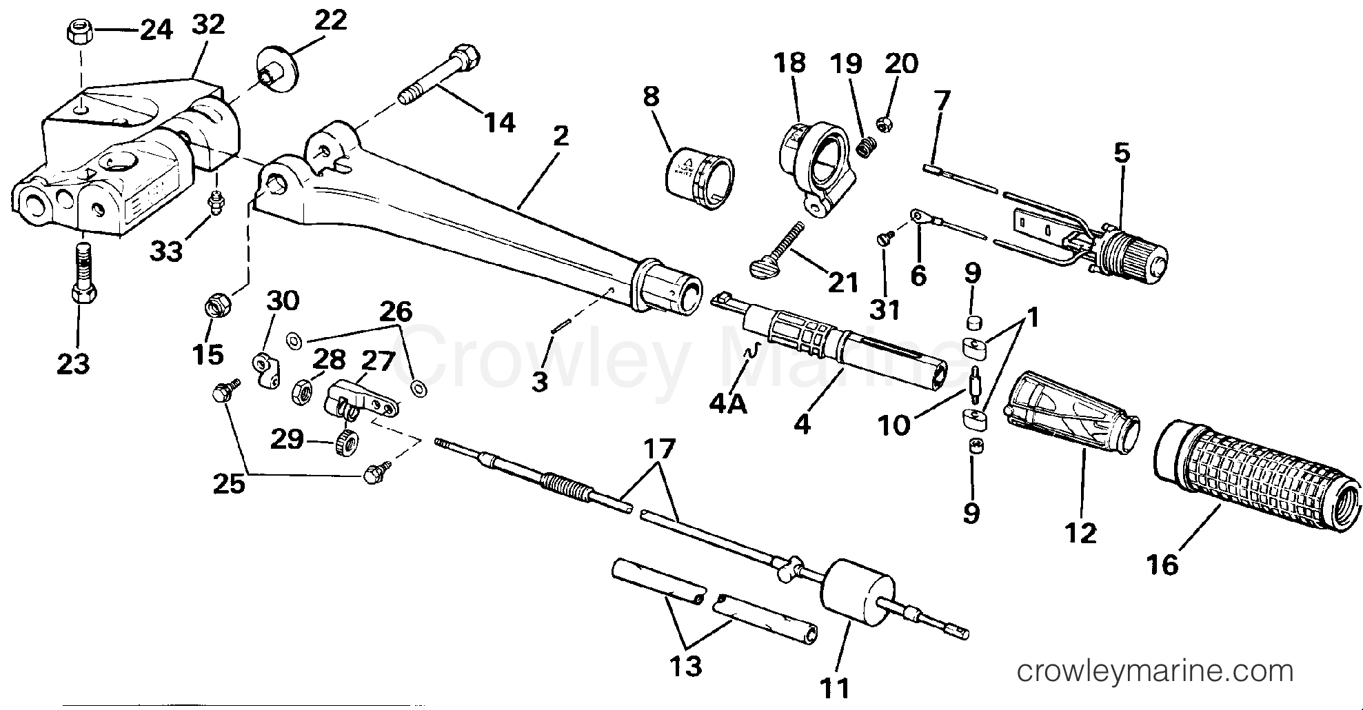 1986 Outboard 55 - J55RWLCDC - STEERING HANDLE