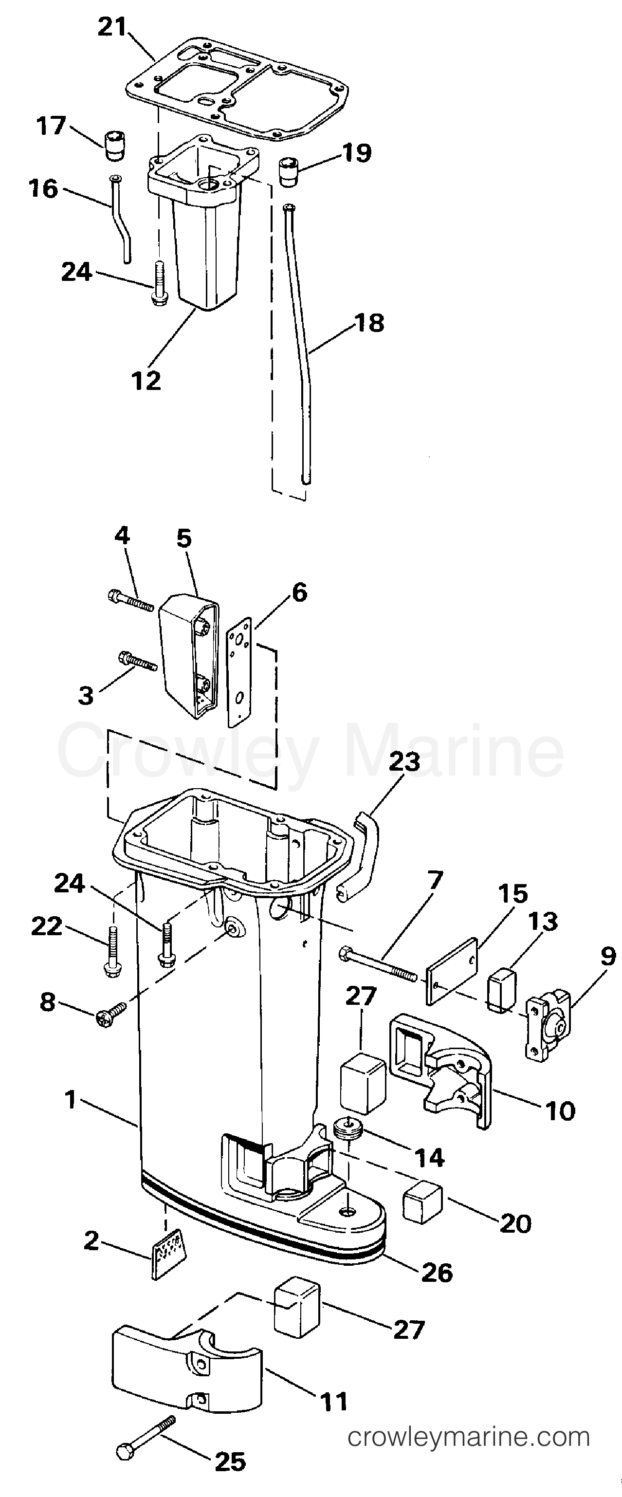1990 Johnson Outboards 9.9 - TJ10ELESC EXHAUST HOUSING section