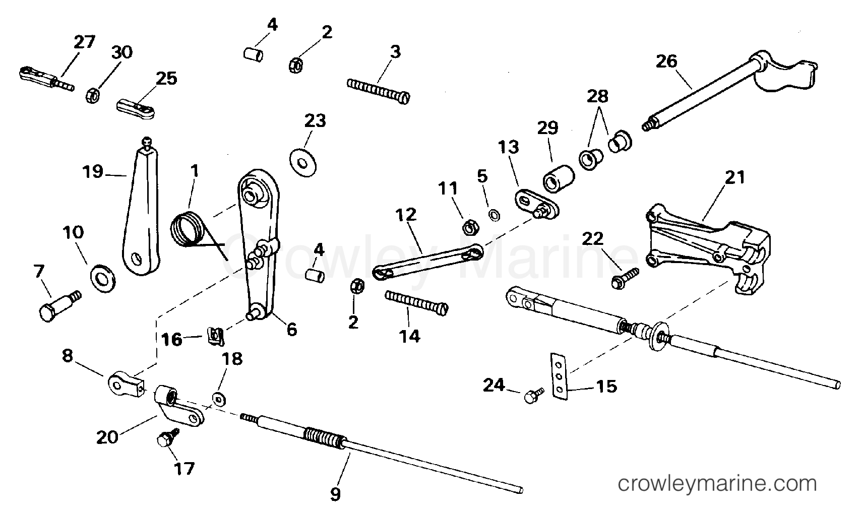 1996 Outboard 25 - BJ25AREDC - THROTTLE LINKAGE