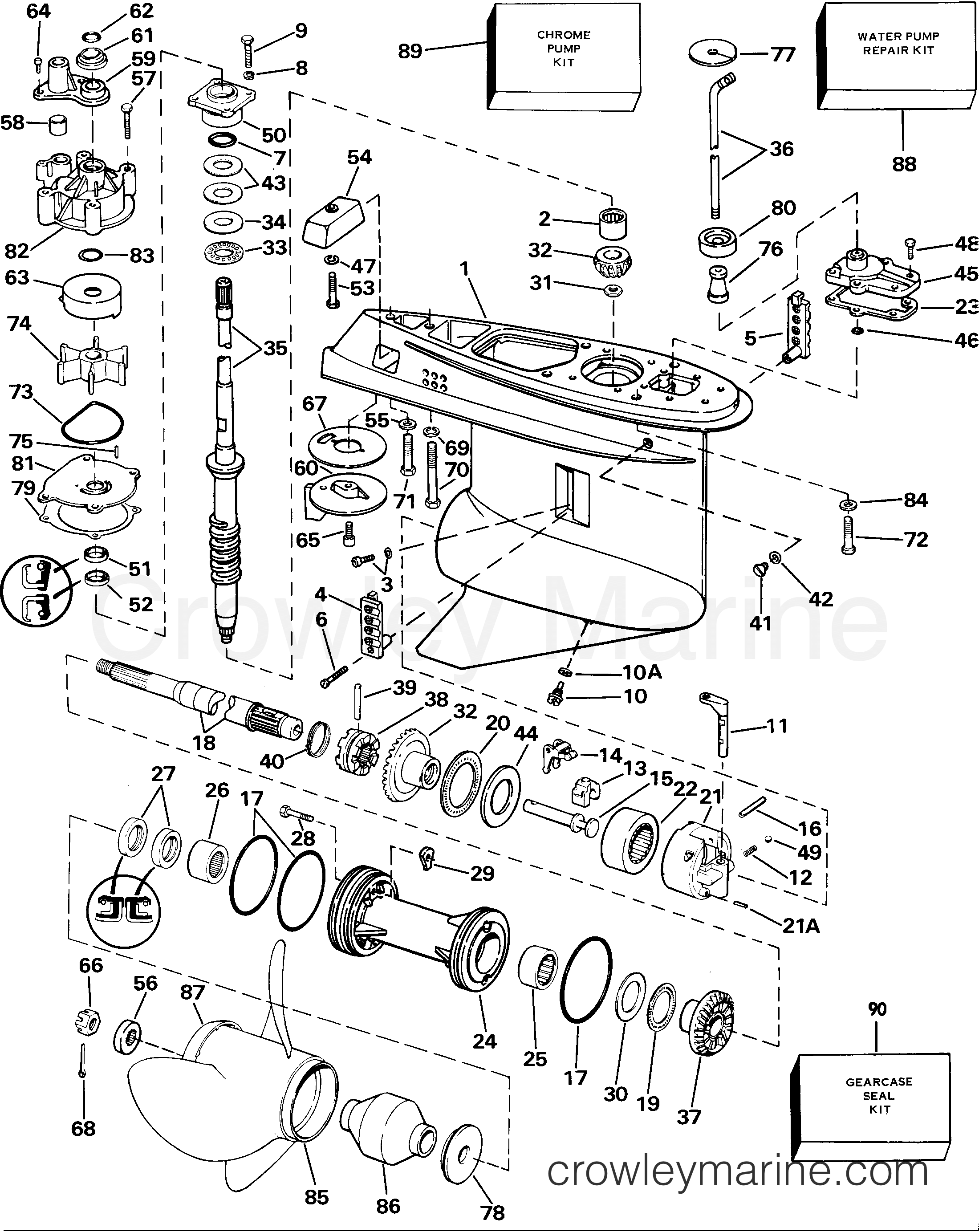 1985 Outboard 155 - E155WTXCOC - GEARCASE