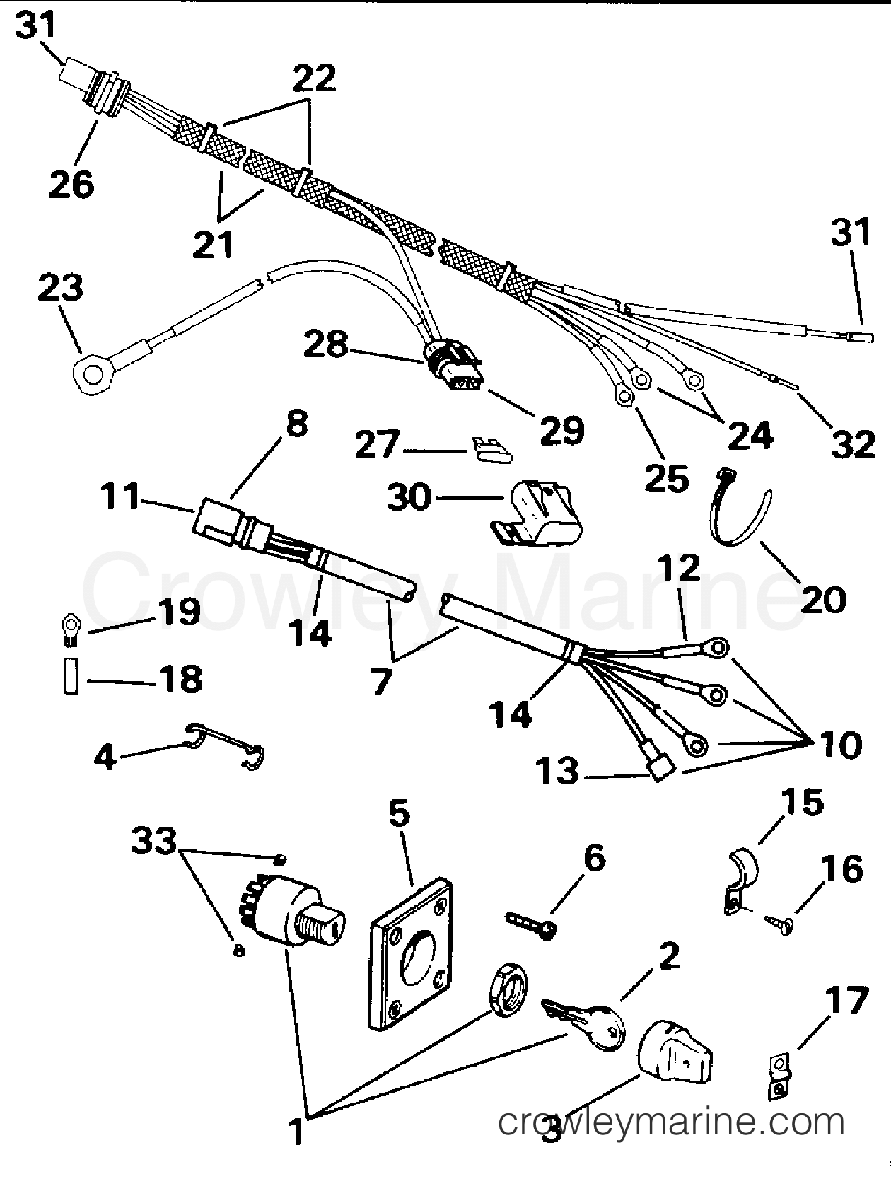 1993 Rigging Accessories - Electrical System - IGNITION SWITCH & CABLE - 25/48 MODELS