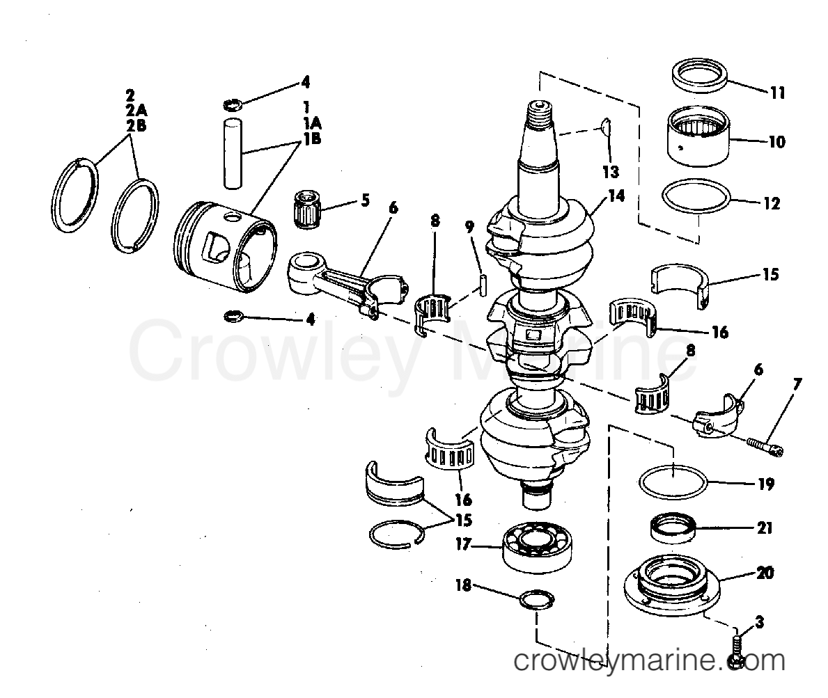1973 Evinrude Outboards 65 - 65372R - CRANKSHAFT & PISTON