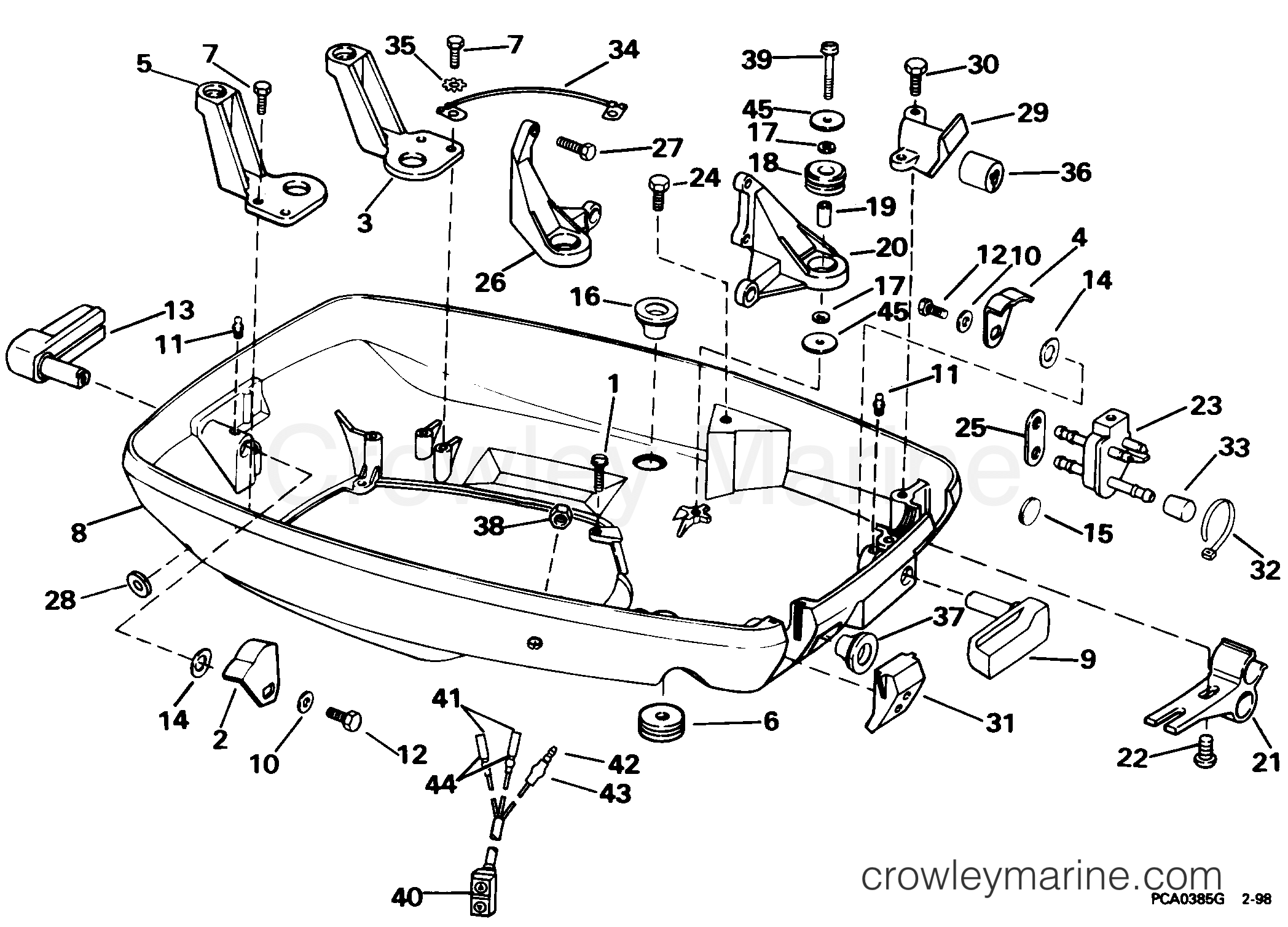 1998 Outboard 60 - E60TTLECM - LOWER ENGINE COVER