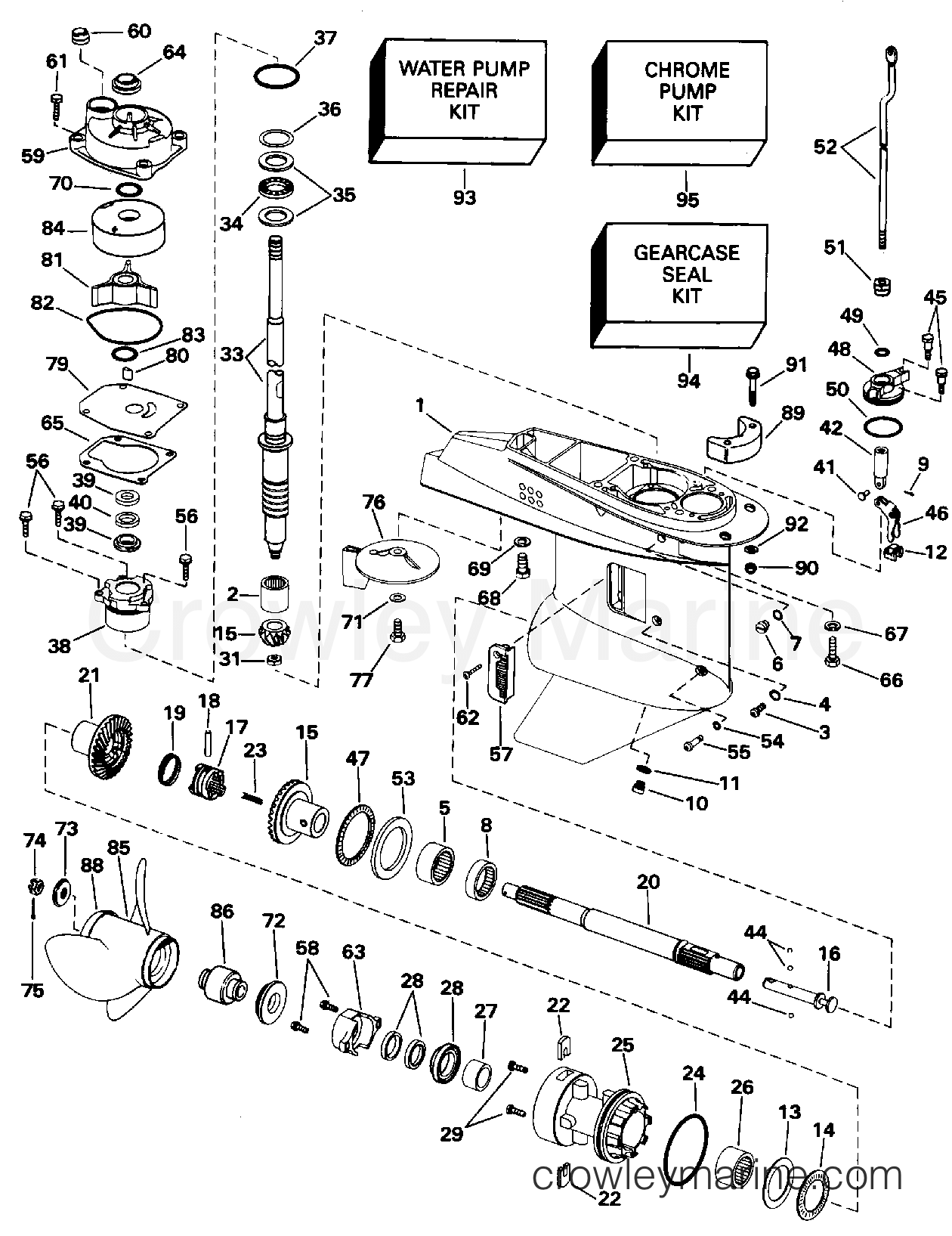 1996 Outboard 48 - J48ESLEDC - GEARCASE