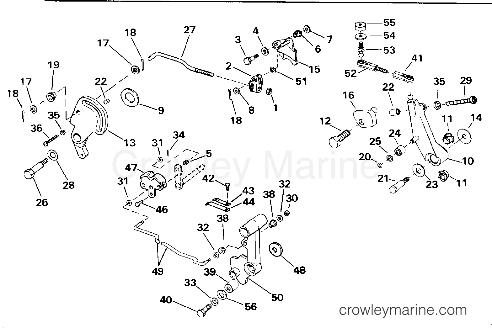 1993 Outboard 45 - J45RCLETB - SHIFT & THROTTLE LINKAGE
