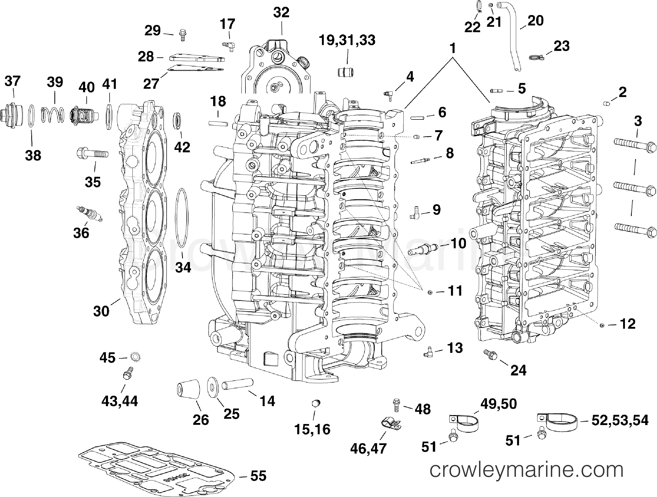 2007 Evinrude Outboards 150 - E150DBXSUF CYLINDER & CRANKCASE section