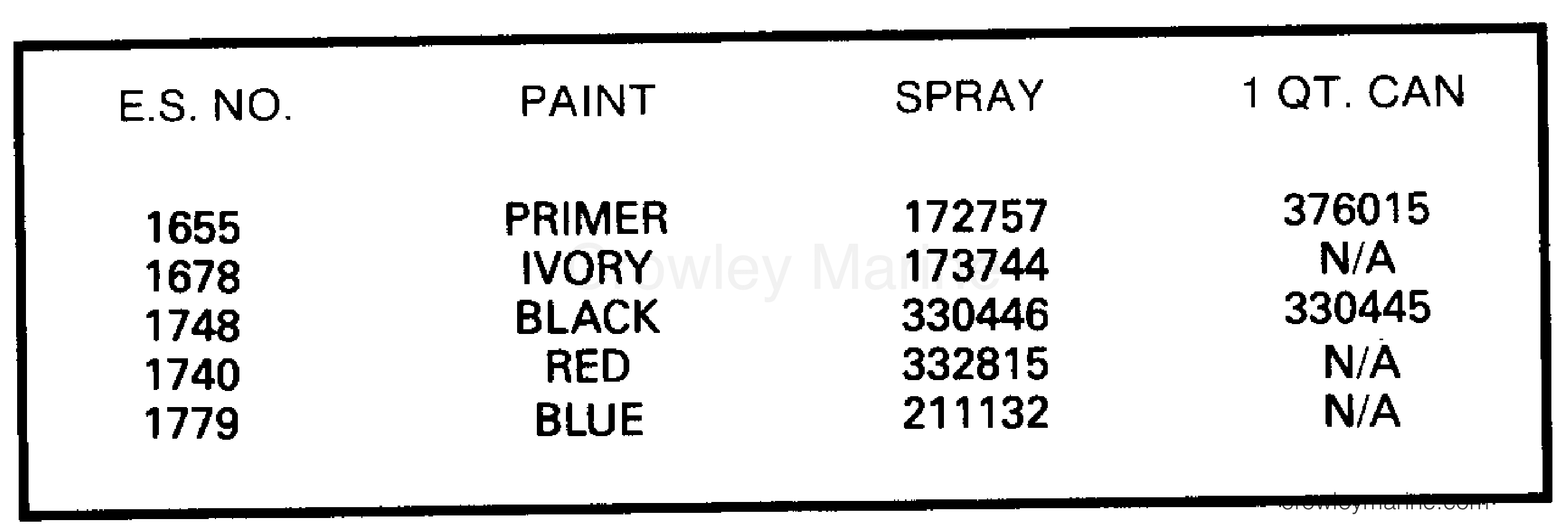 1989 Outboard 4 - J4RDHCEC - PAINT CHART