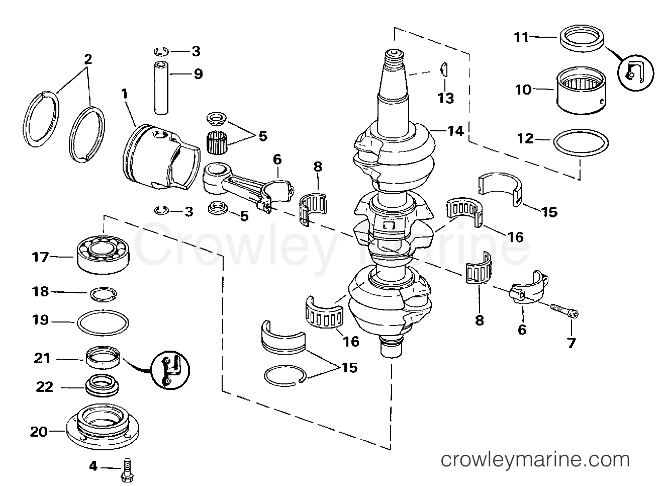 1998 Outboard 50 - J50TTLECA - CRANKSHAFT & PISTON