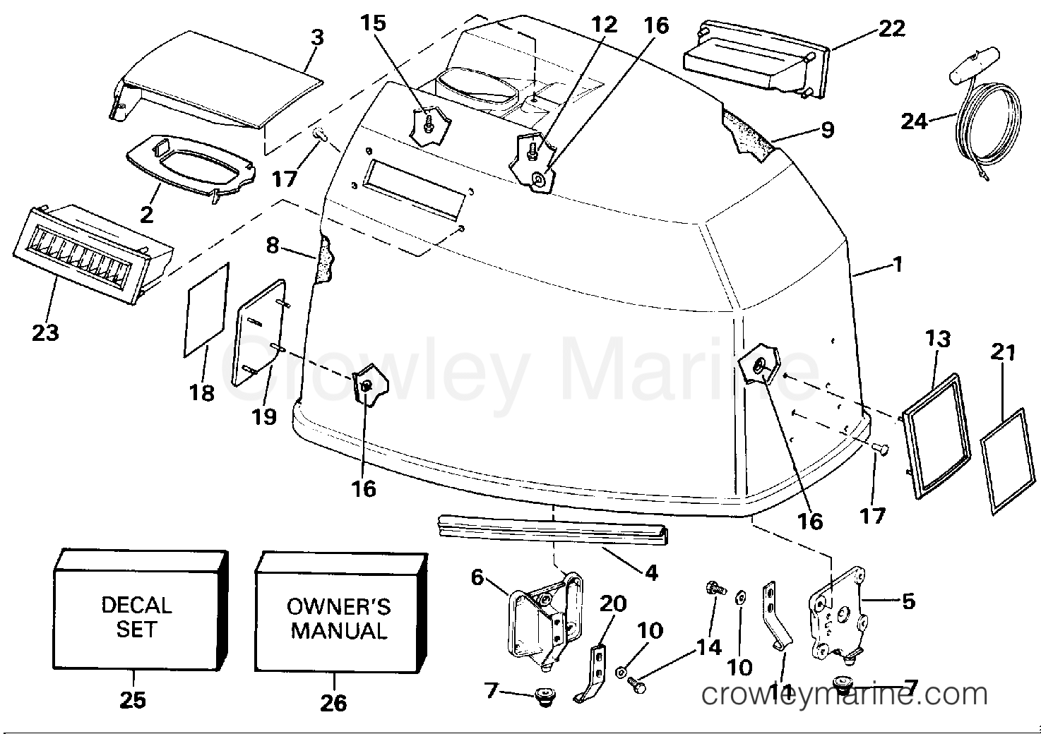 1990 Outboard 90 - J90TLESB - ENGINE COVER - JOHNSON