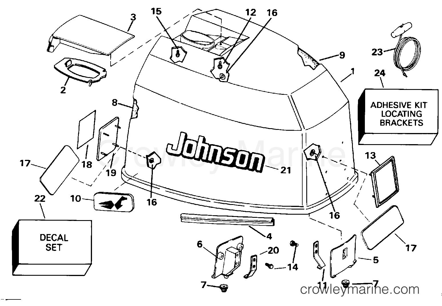 1996 Outboard 90 - J90TLEDA - ENGINE COVER - JOHNSON