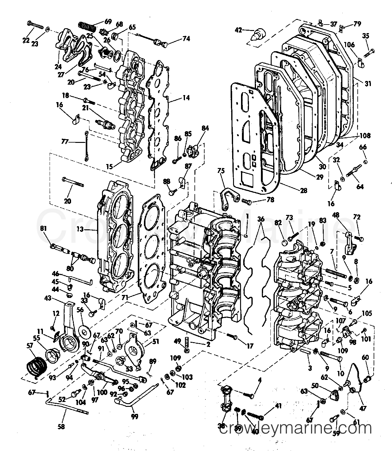 1973 Evinrude Outboards 65 - 65372R - CYLINDER & CRANKCASE