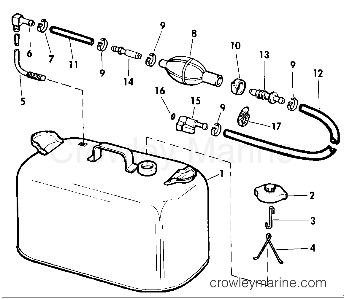 FUEL TANK WITHOUT GAUGE 1984 Outboard 40 E40RWCRA Crowley Marine