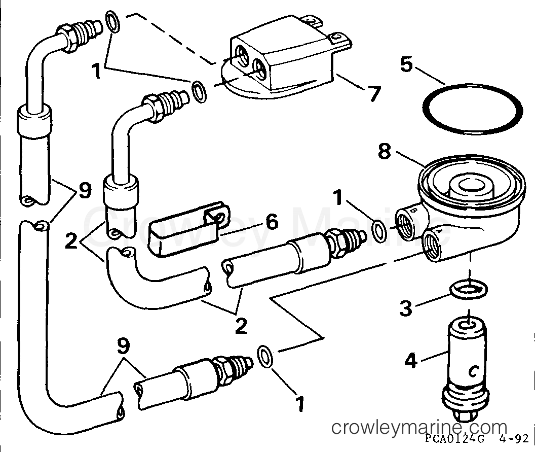 1994 Rigging OMC Stern Drive - All Models - REMOTE OIL FILTER KIT 4.3 MODELS
