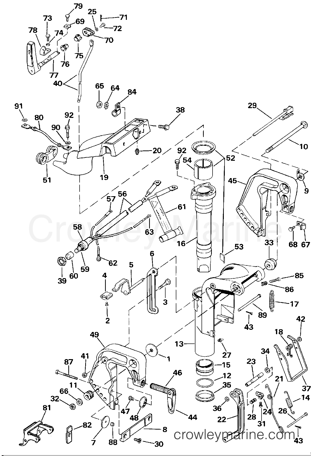 1990 Johnson Outboards 9.9 - TJ10ELESC MIDSECTION (10SEL ONLY) section