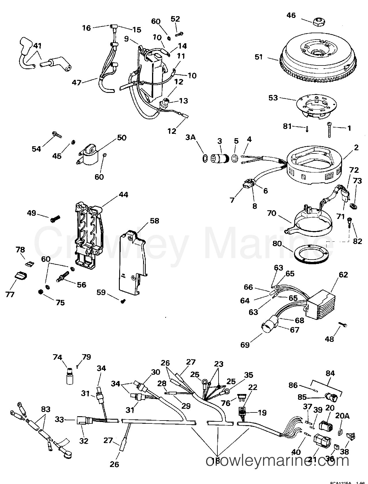 1996 Outboard 25 - J25RMLEDC - IGNITION SYSTEM - REMOTE