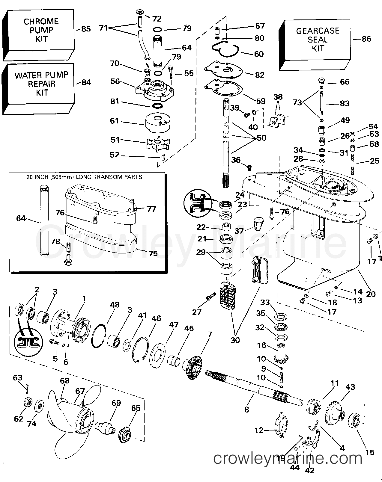 1993 Outboard 25 - J25TELETS - GEARCASE