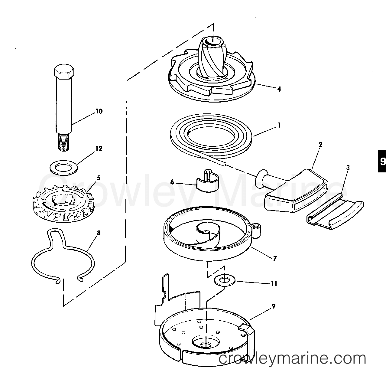 1980 Outboard 15 - J15RLCSD - REWIND STARTER