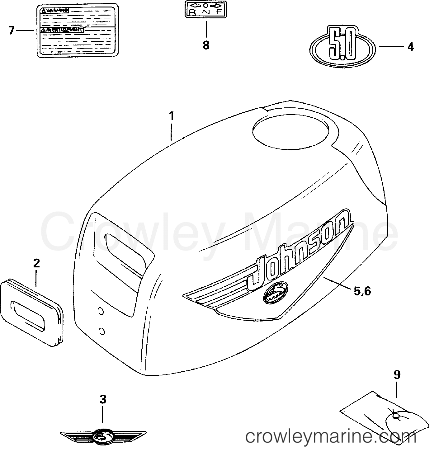 2000 Outboard 5 - J5RSSA - ENGINE COVER
