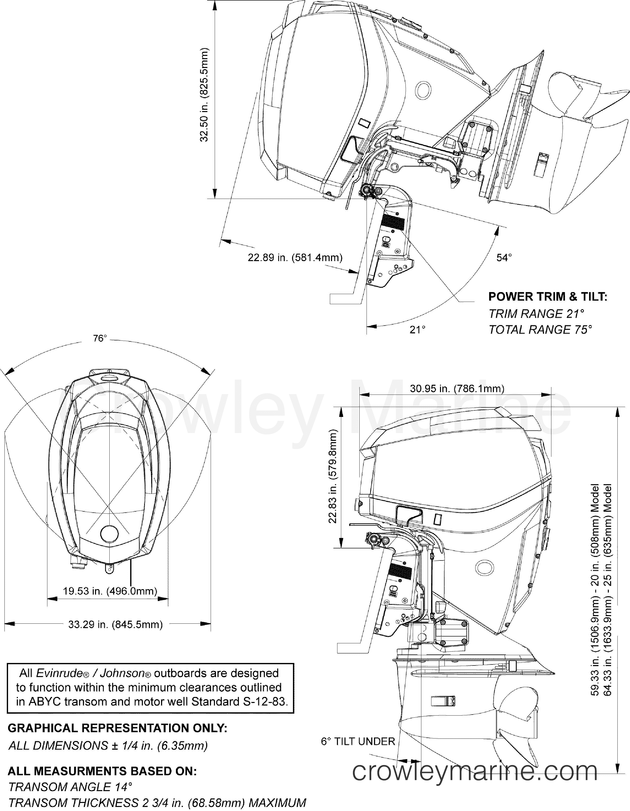 AA Outboard 130 - E130DCXAAA - PROFILE DRAWING