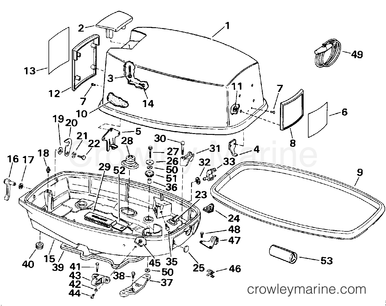 1992 Outboard 28 - J28ESLENE - ENGINE COVER - JOHNSON