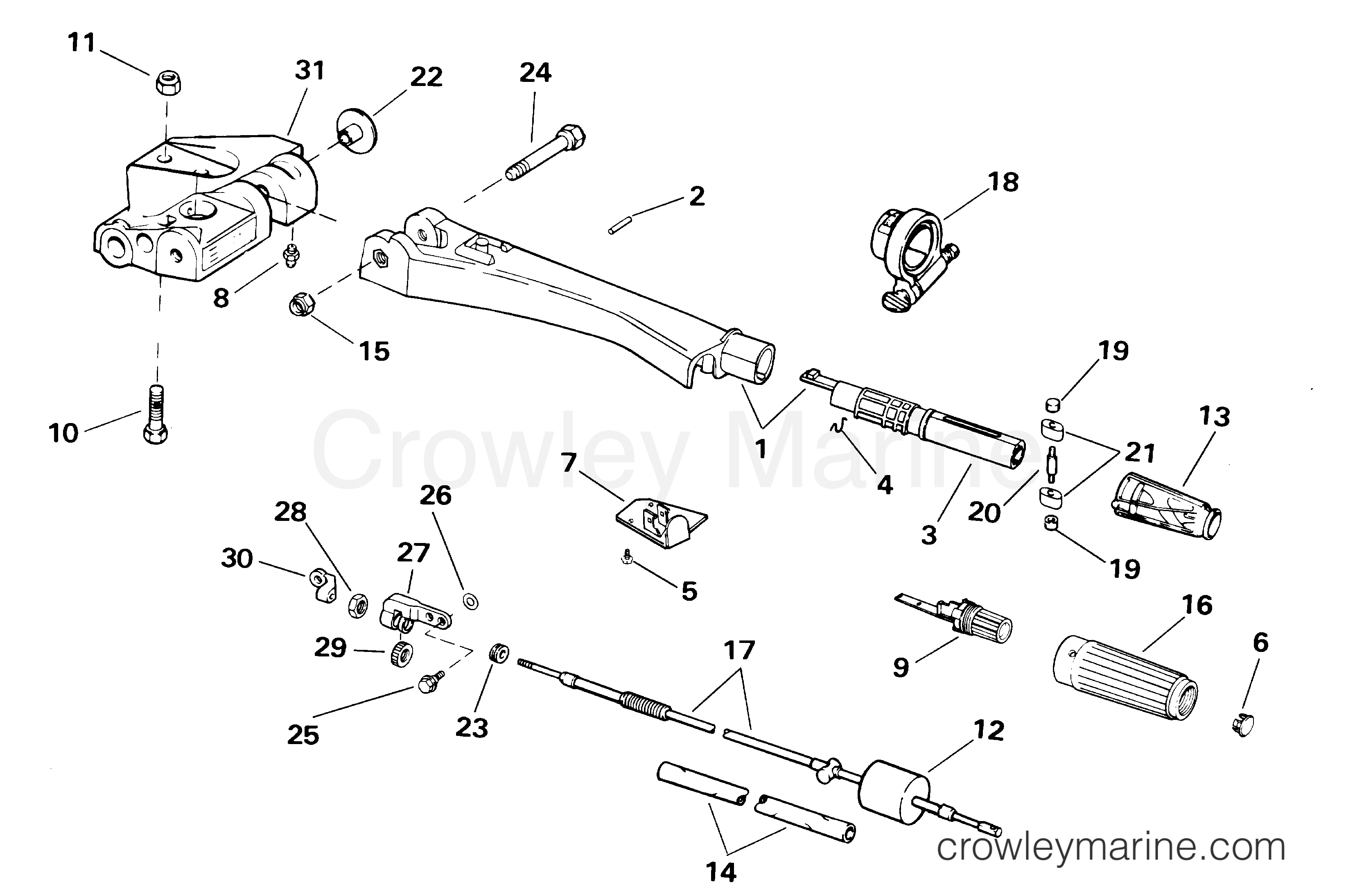 2001 Outboard 55 - J55WRYSIR - STEERING HANDLE