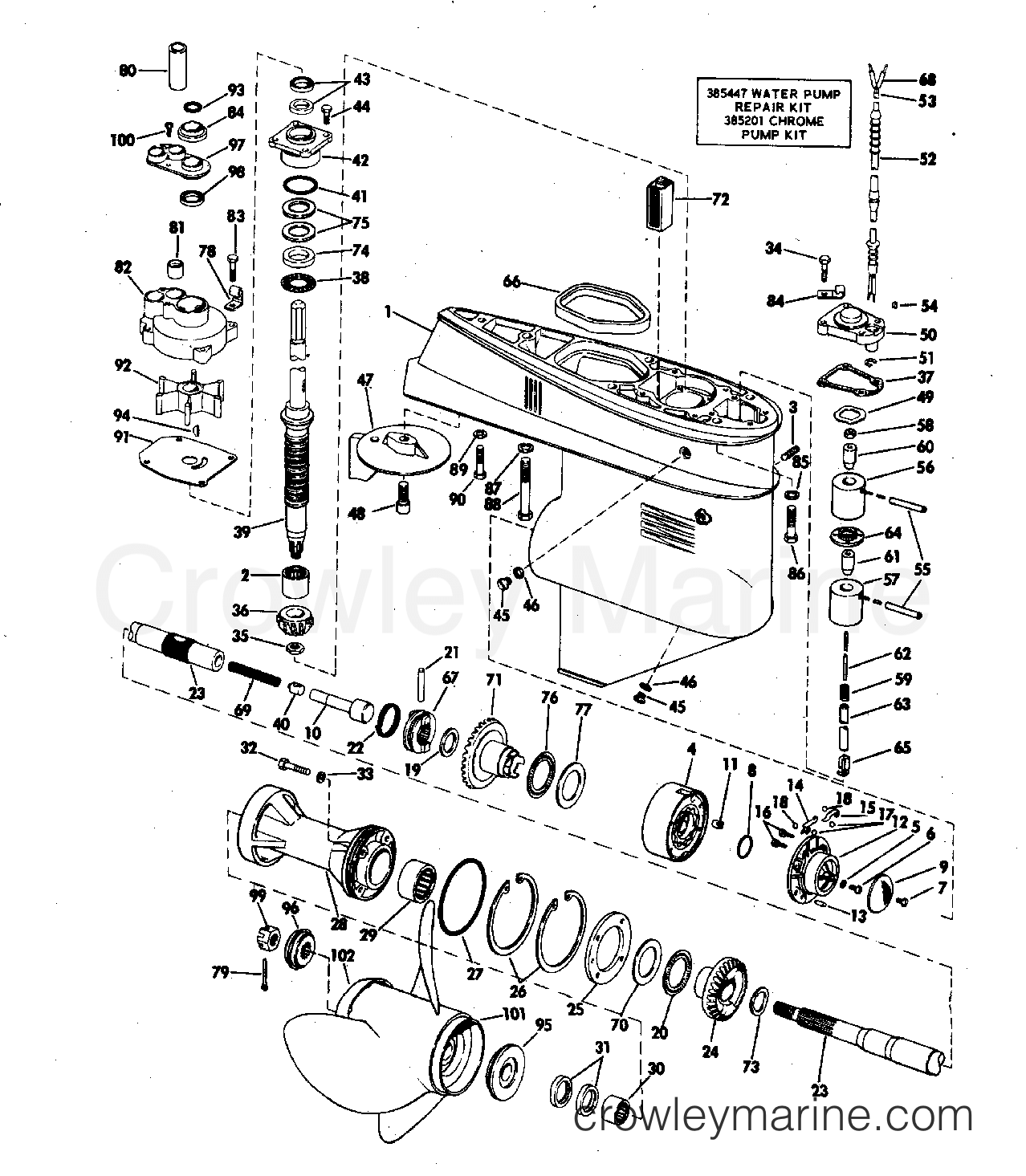 1972 Outboard 65 - 65ES72S - GEARCASE