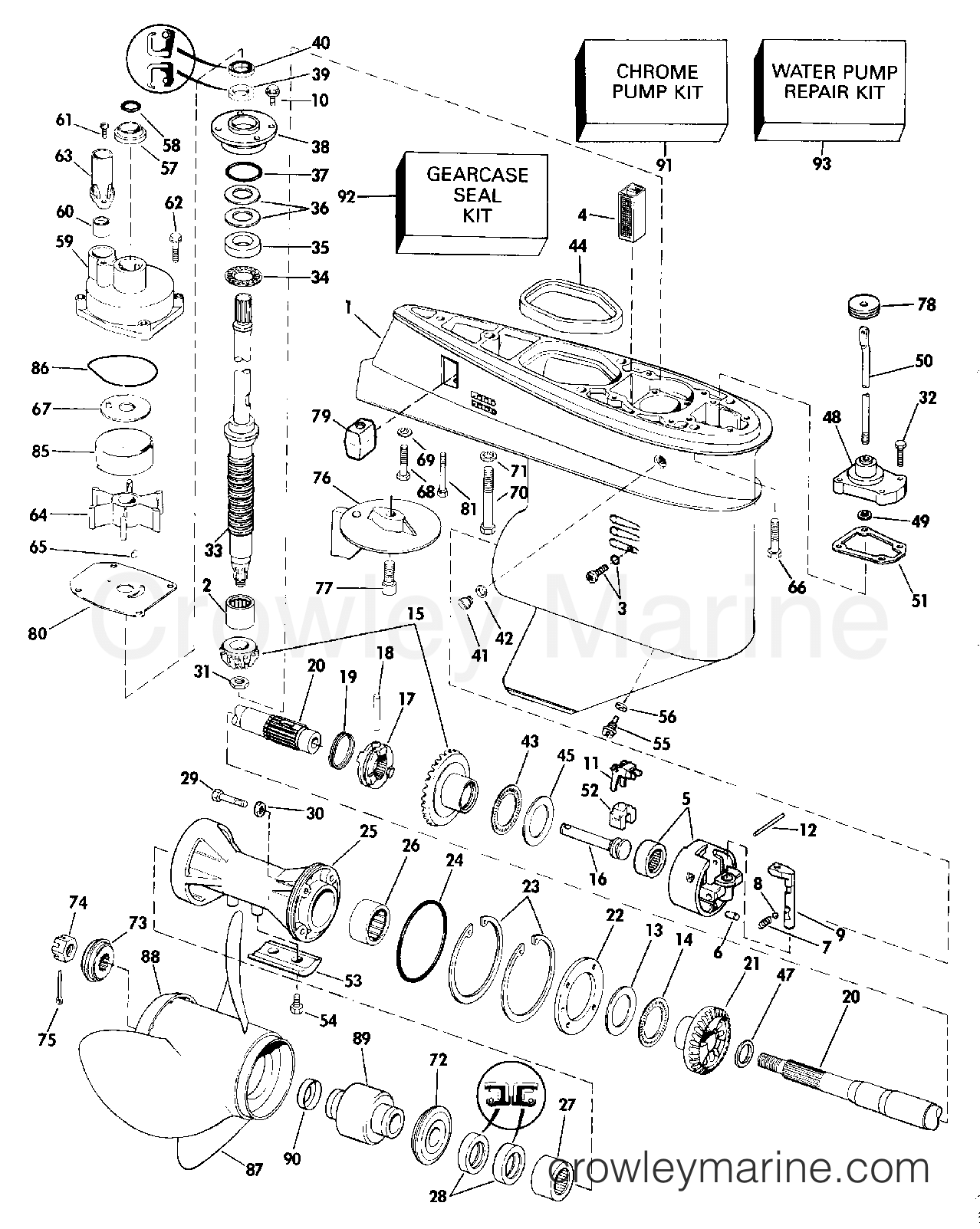 1990 Outboard 60 - J60ELESM - GEARCASE