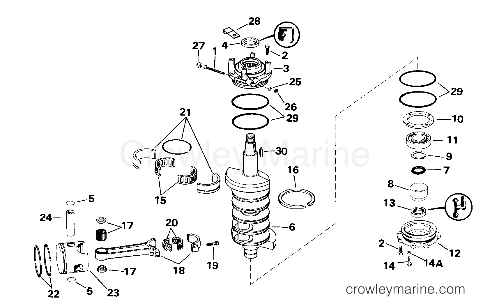 2000 Outboard 130 - J130VXSSS - CRANKSHAFT & PISTON