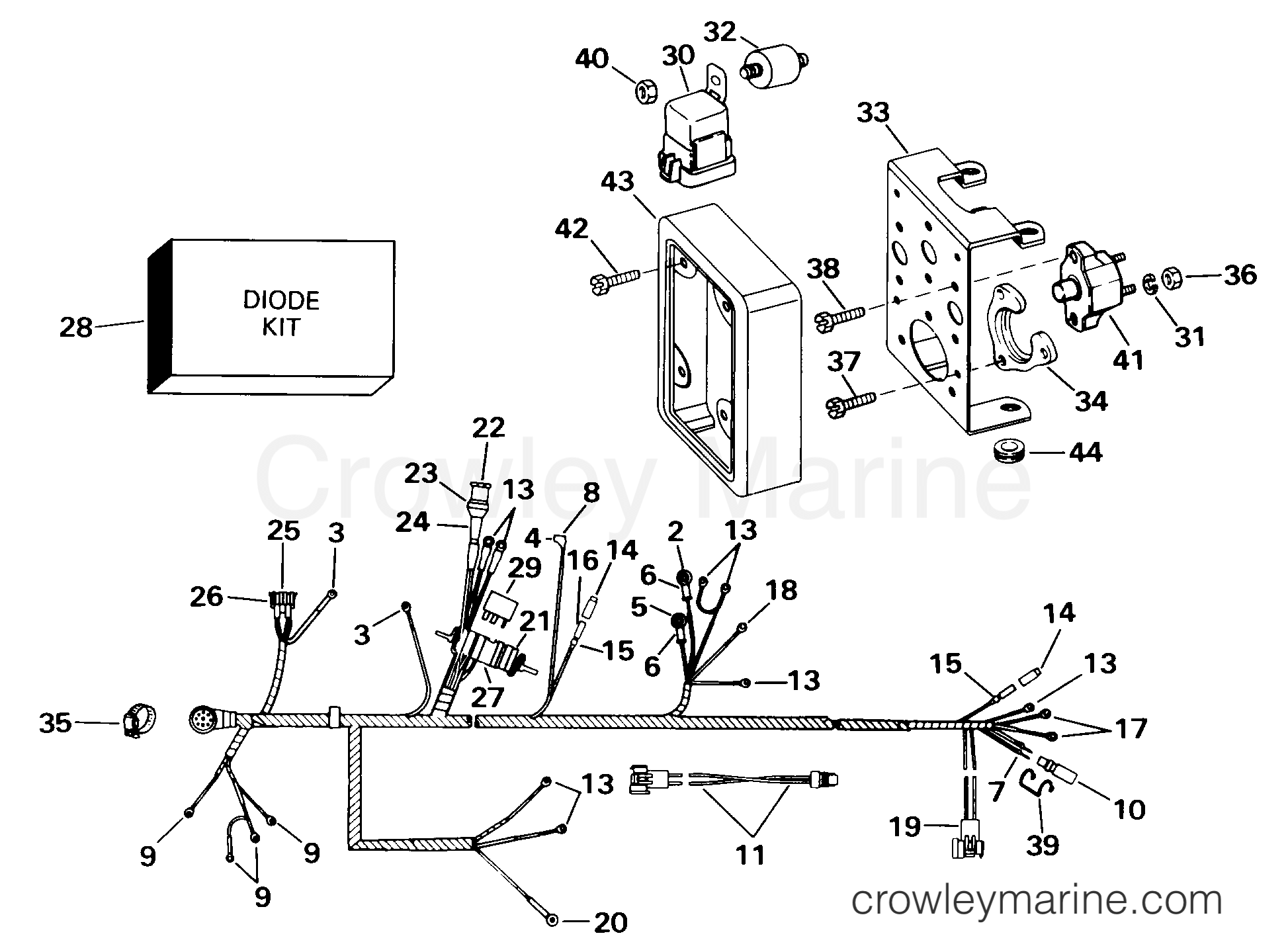 1998 Stern Drive 4.3 - 43FBPBYC - ENGINE WIRE HARNESS & BRACKET -- 2V & 4V MODELS