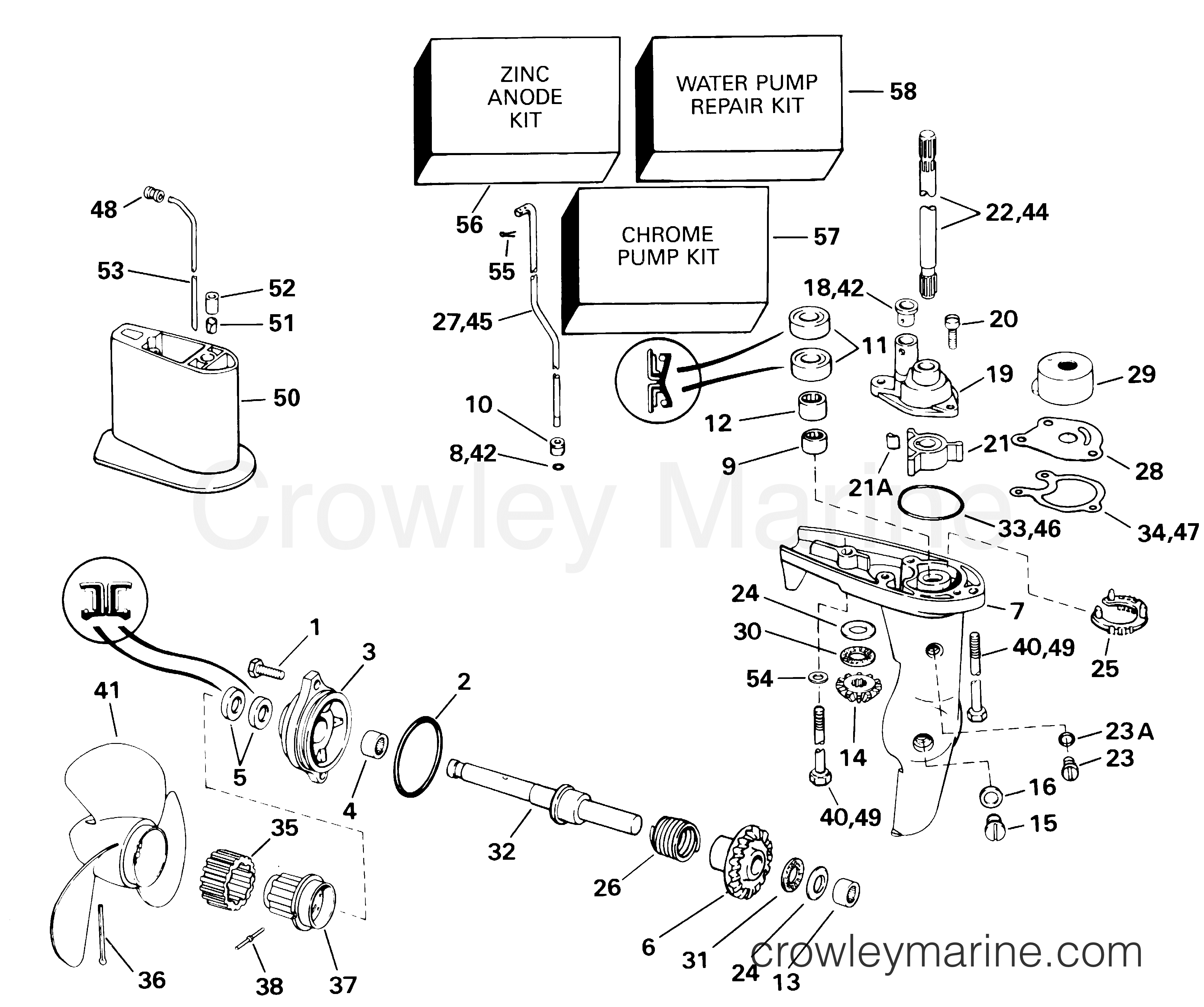 2001 Outboard 4 - J4RSIB - GEARCASE