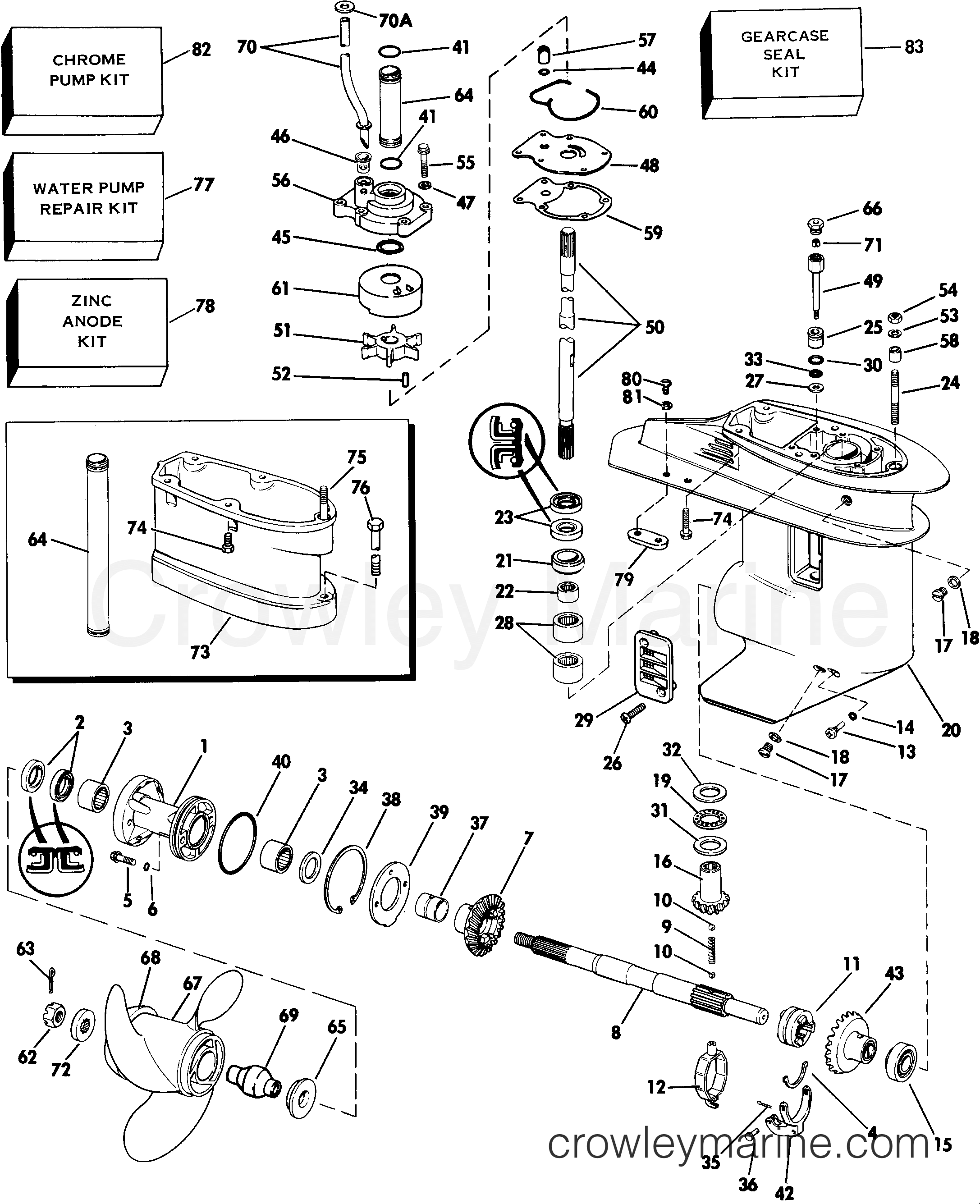 1985 Outboard 30 - J30TECOA - GEARCASE