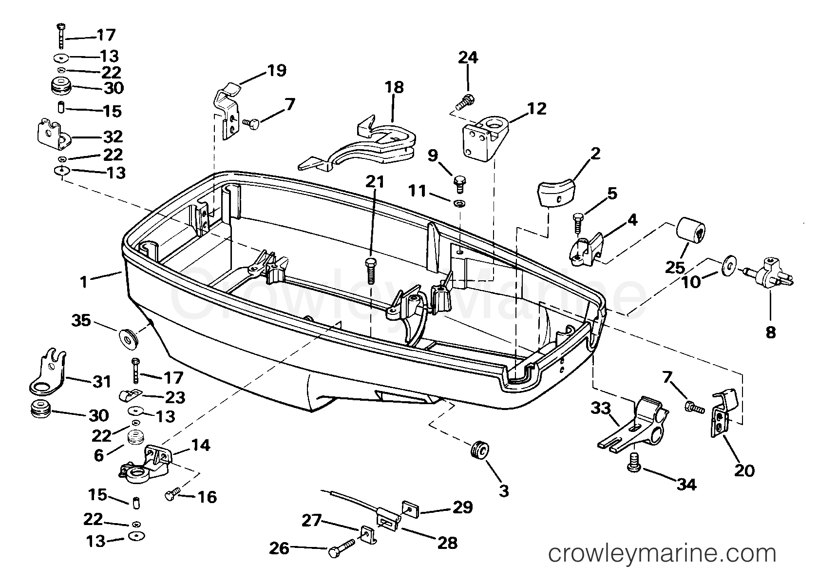 2000 Outboard 40 - J40WRYSSC - LOWER ENGINE COVER