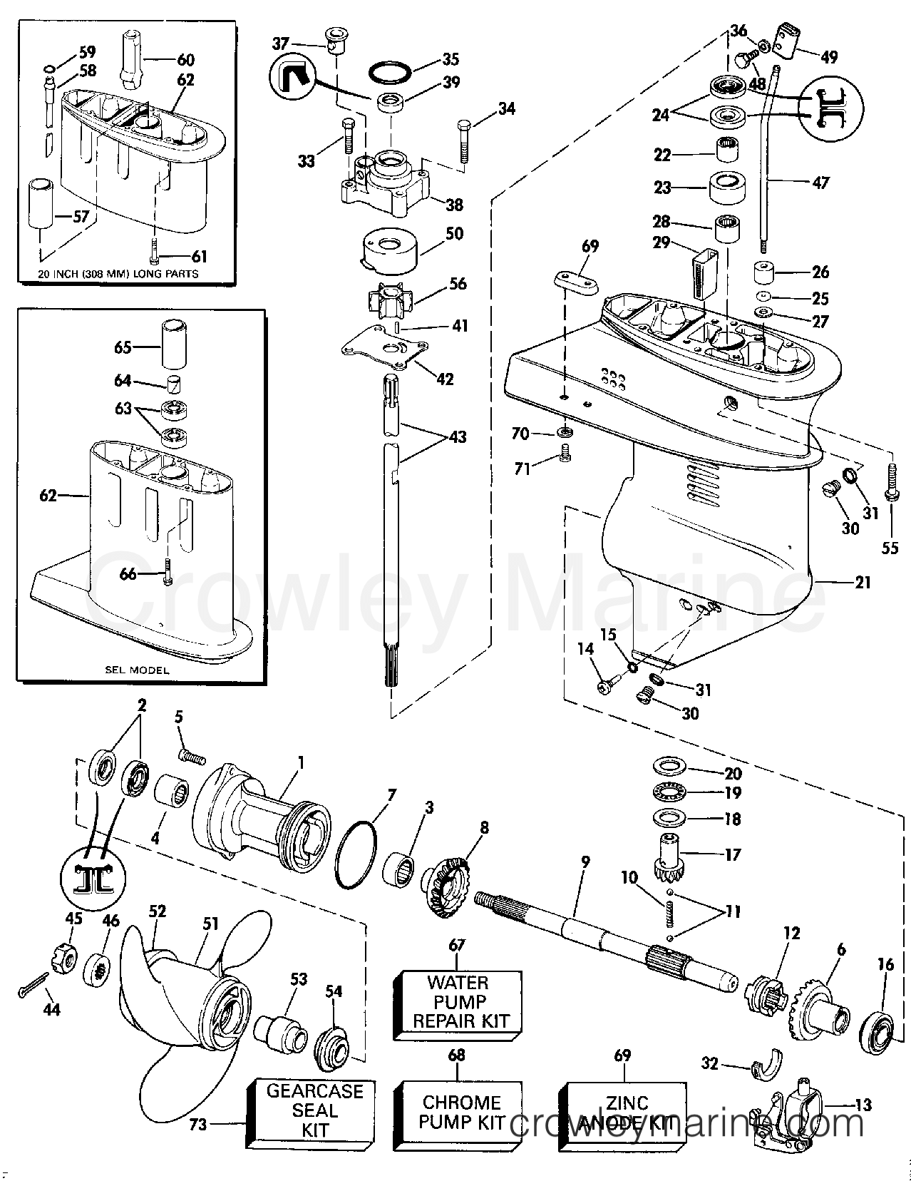 1990 Johnson Outboards 9.9 - TJ10ELESC GEARCASE section