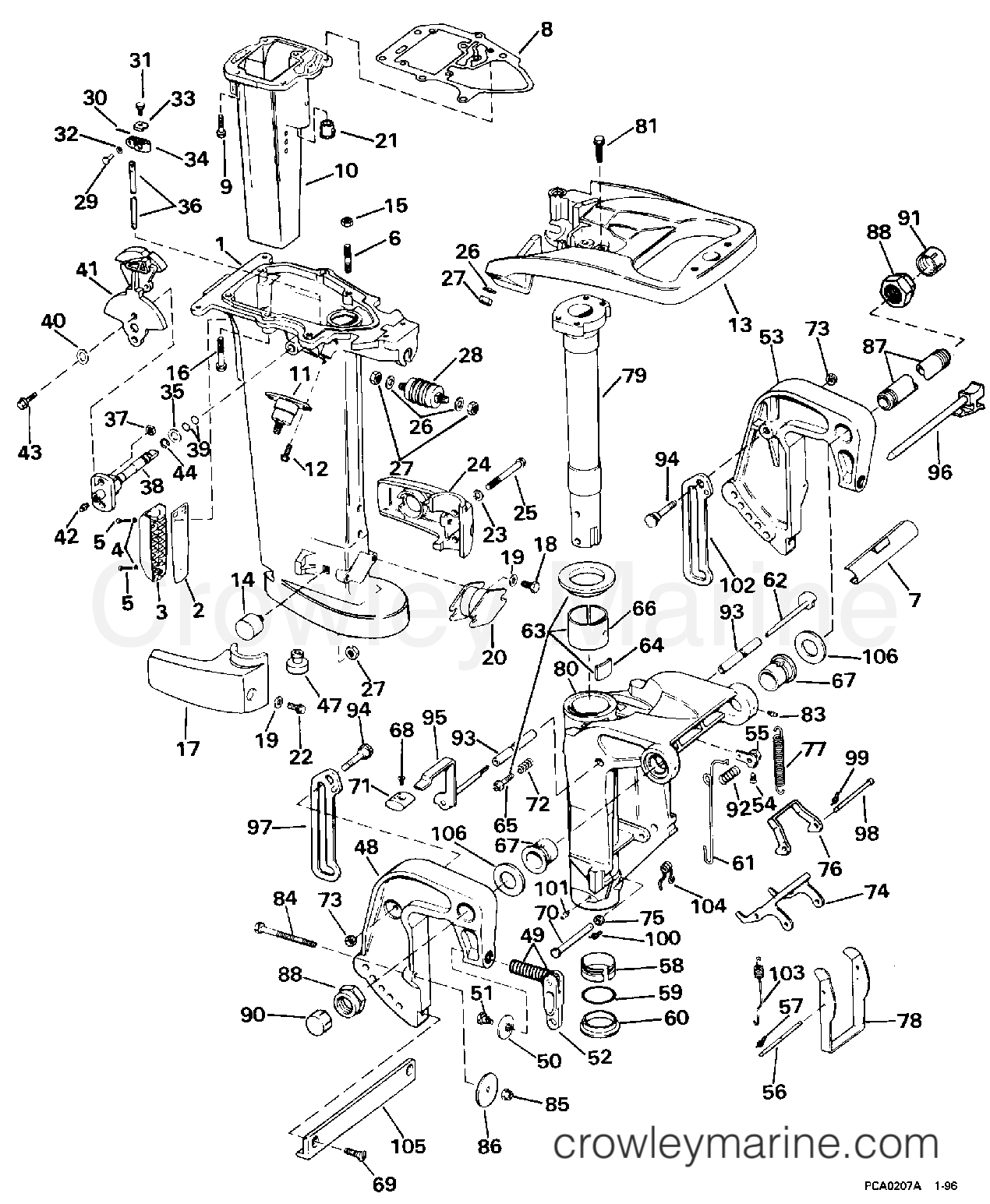 1996 Outboard 30 - J30TEEDE - MIDSECTION