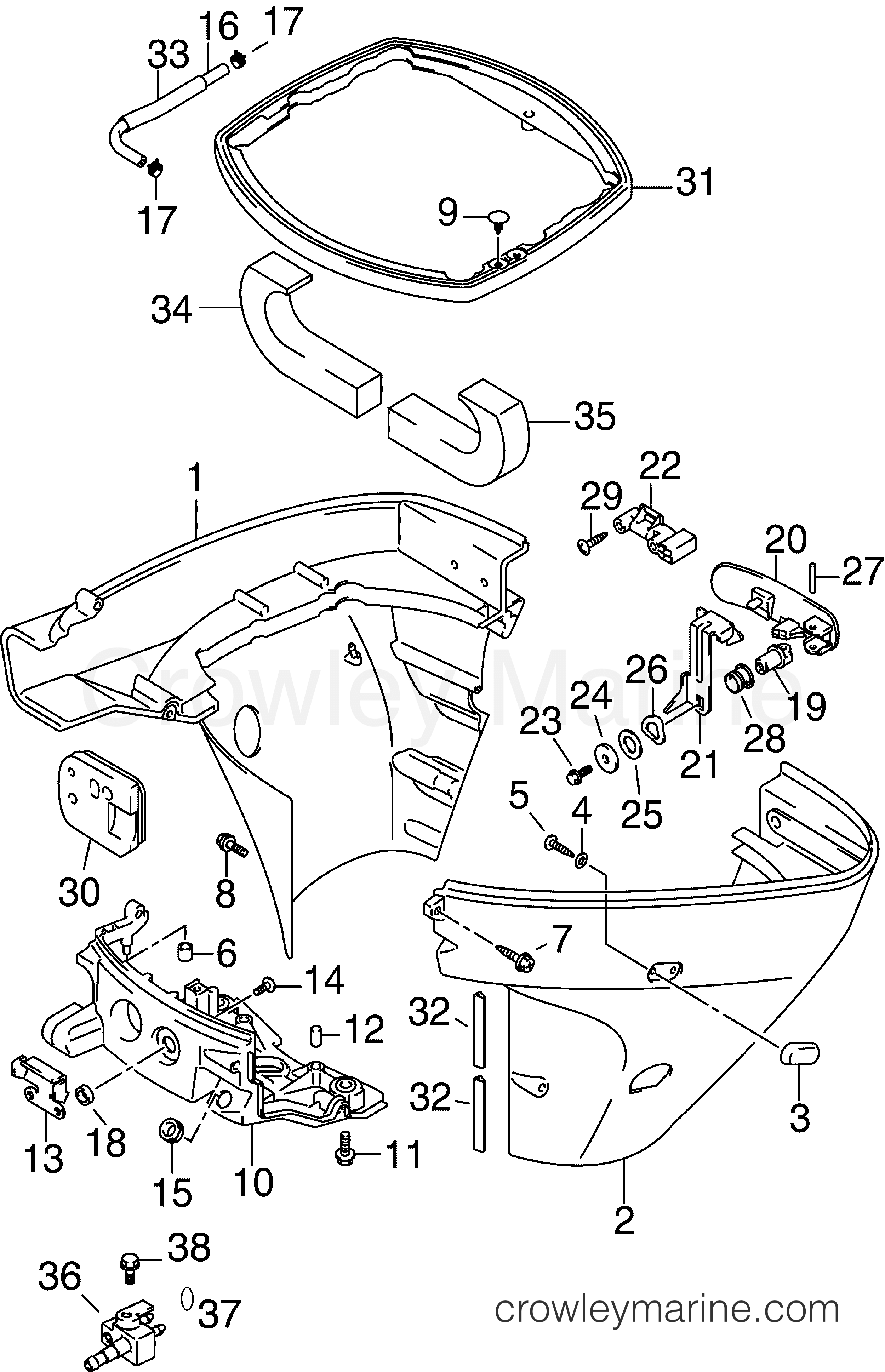 2006 Outboard 25 - J25E4SDC - LOWER ENGINE COVER