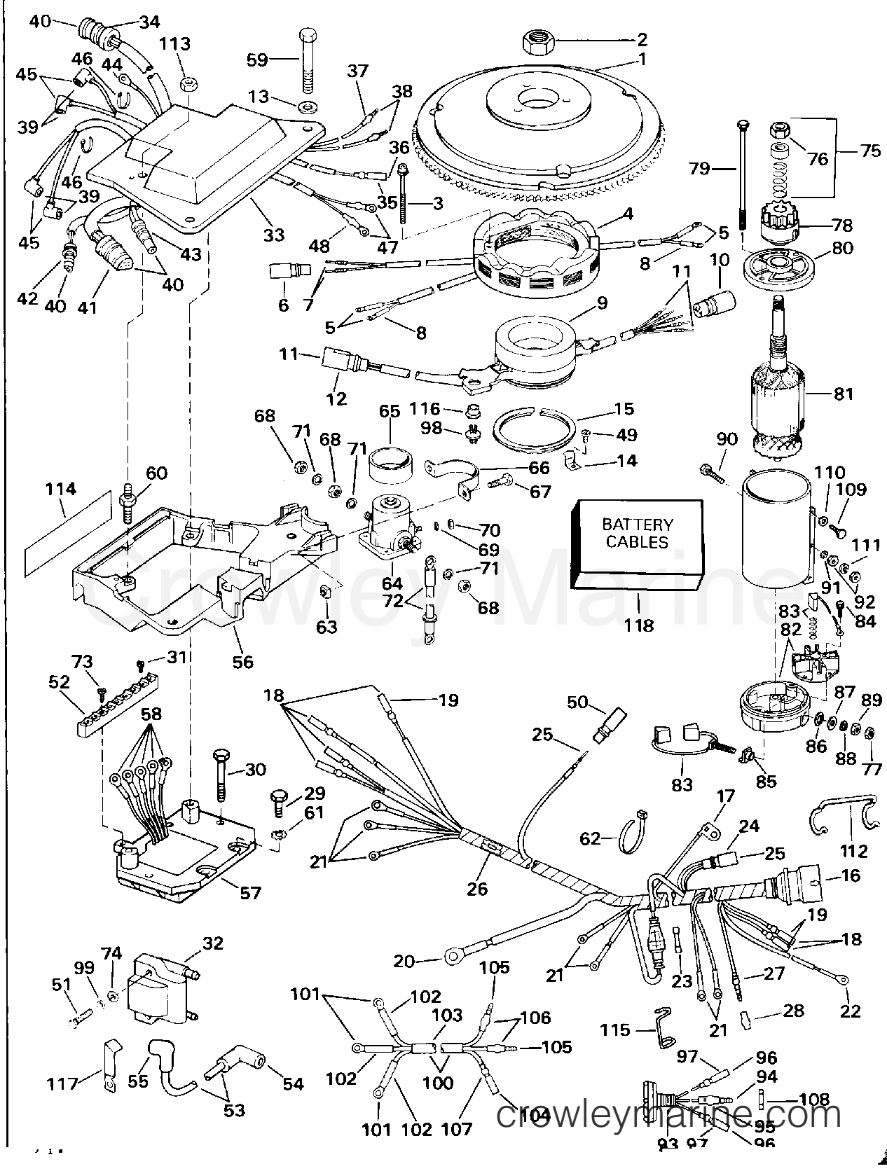1991 Outboard 140 - J140TLEID - IGNITION SYSTEM & STARTER MOTOR