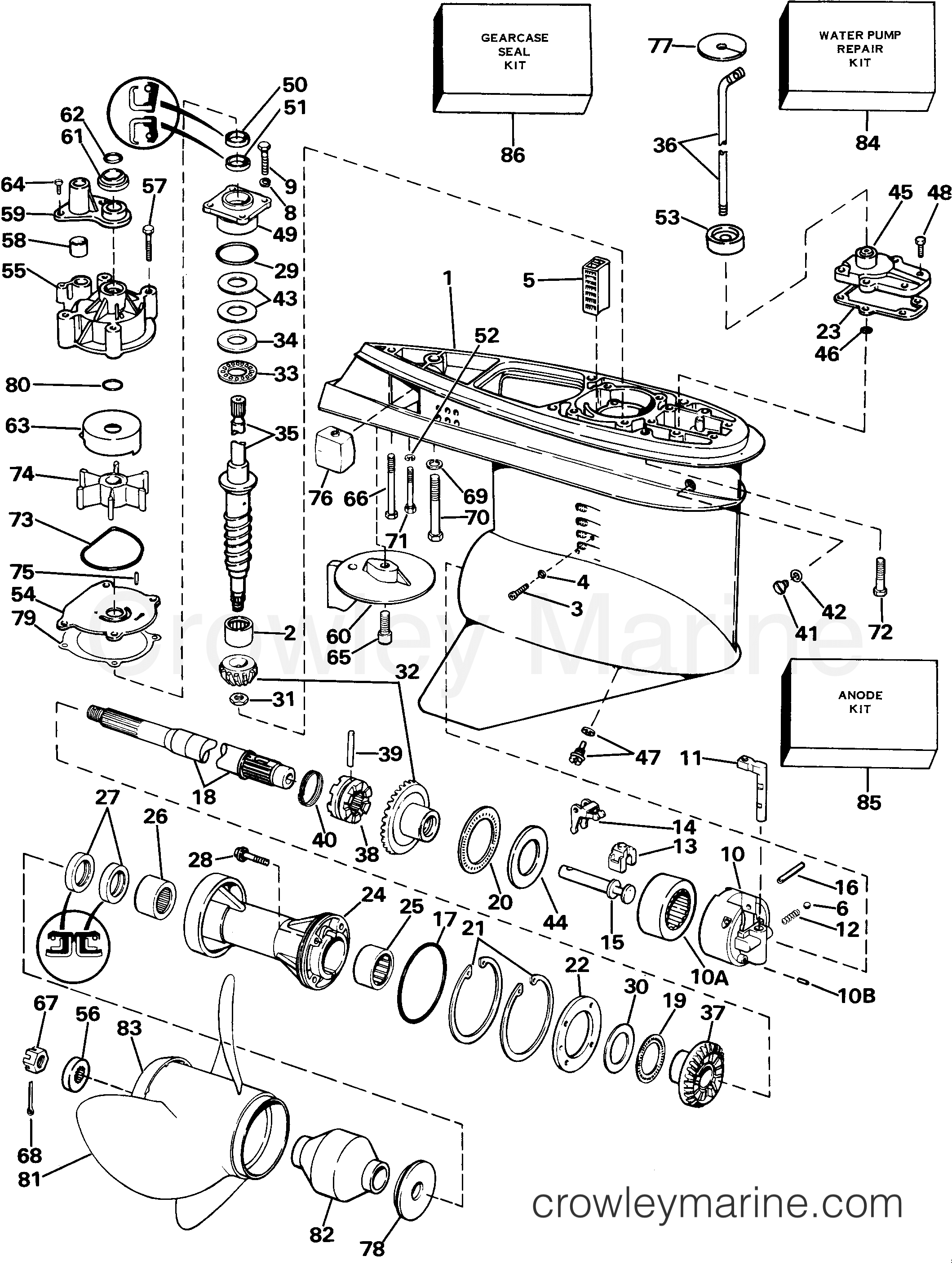 1985 Evinrude Outboards 100 - E100WMLCOC GEARCASE section