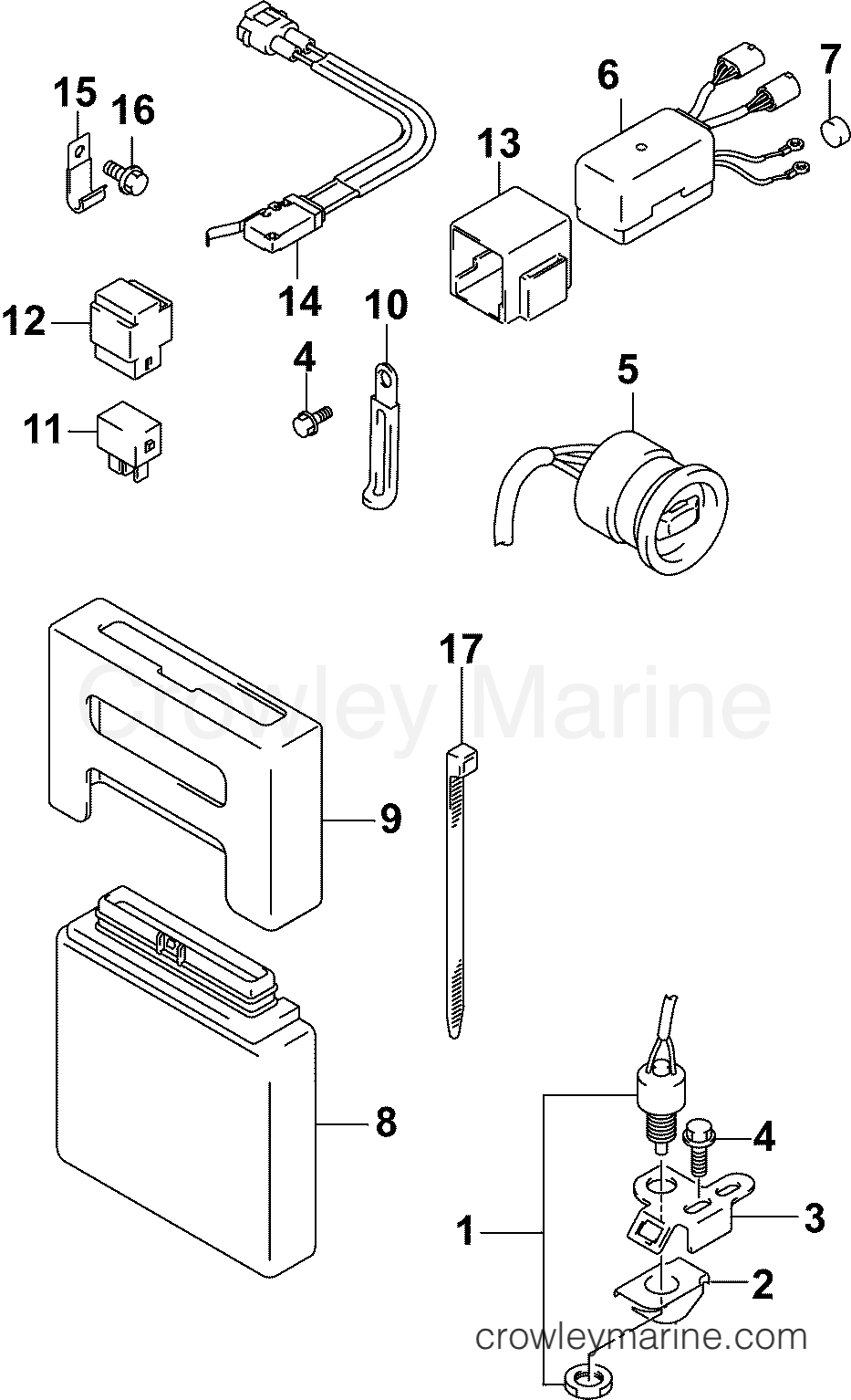 2005 Outboard 90 - J90PL4SOR, - ENGINE CONTROL MODULE & POWER TRIM SWITCH