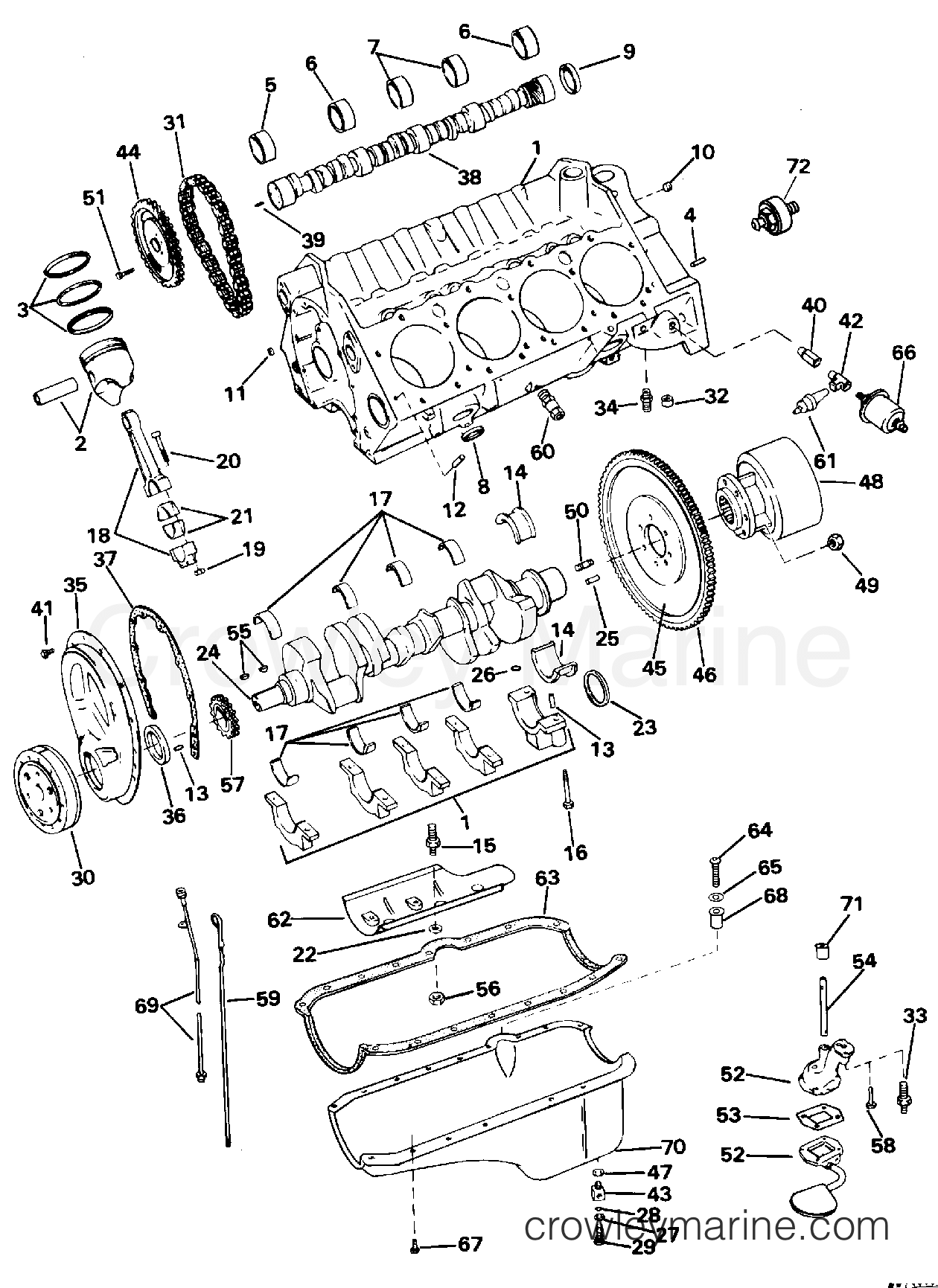 1995 Stern Drive 7.4 - 74FEPHUB - CRANKCASE