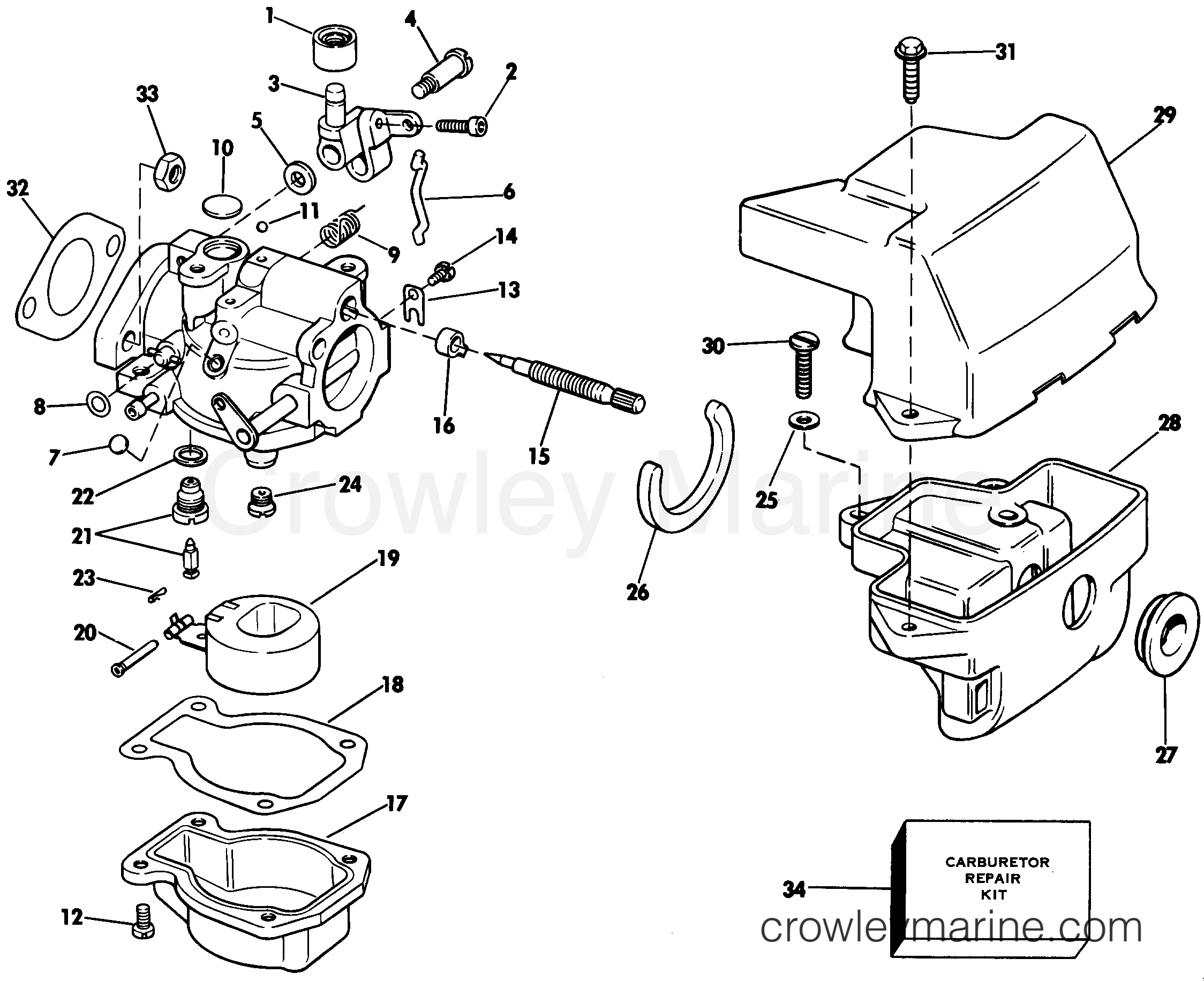 1985 Evinrude Outboards 6 - E6RCOB CARBURETOR section