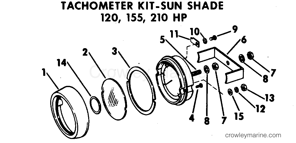 1969 OMC Stern Drive 80 - NUE-10S - TACHOMETER KIT - SUN SHADE 120,155,210 HP