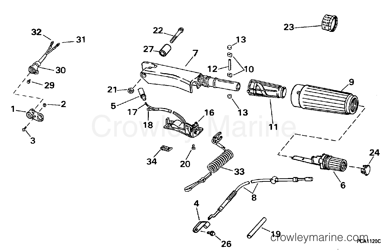 1997 Outboard 9.9 - HJ10FOEUR - STEERING & SHIFT HANDLE