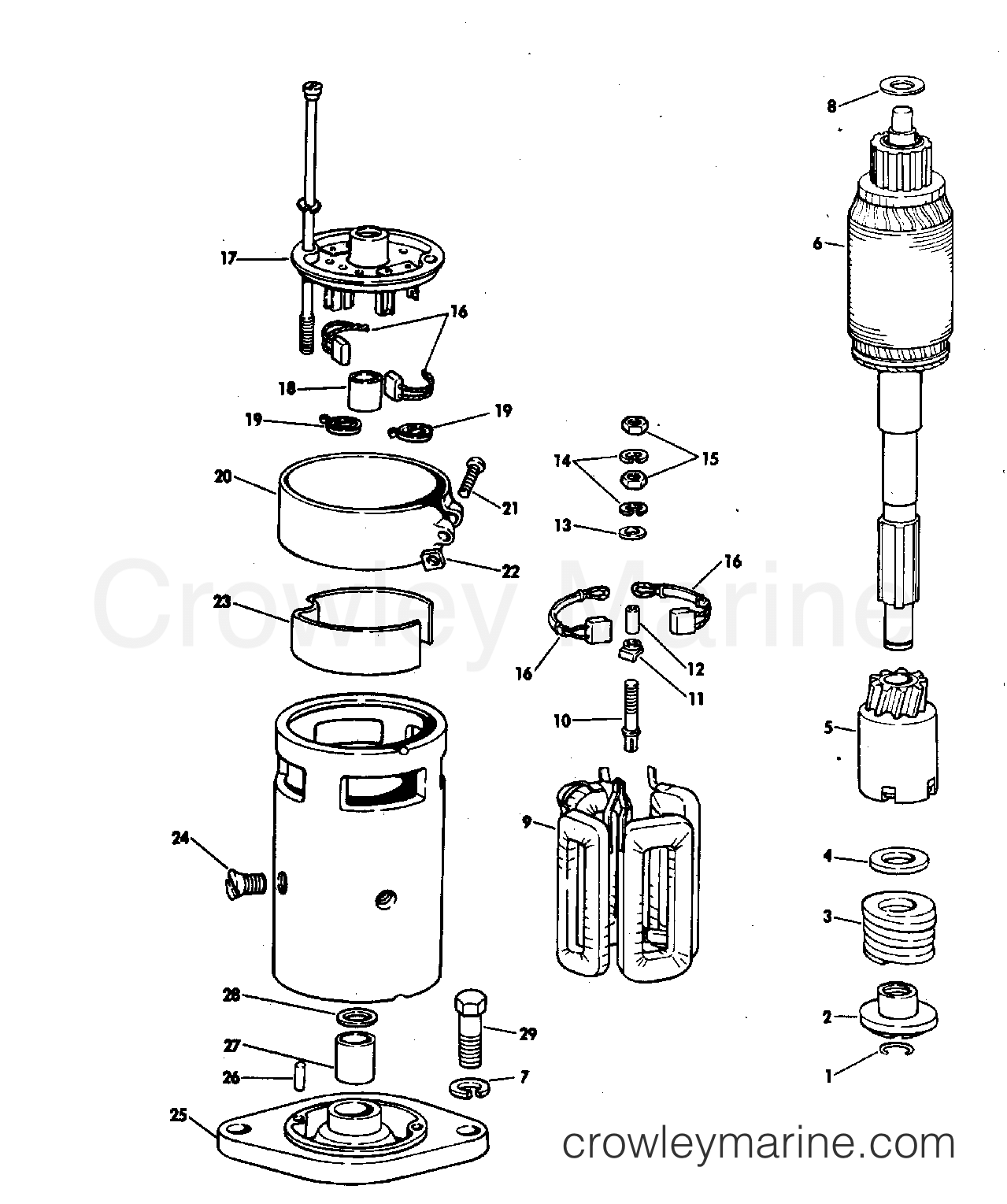1969 OMC Stern Drive 80 - NUE-10S - STARTER MOTOR GROUP 80 HP